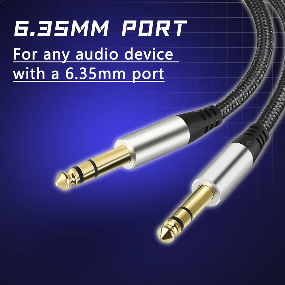 Pack of 2 TRS Instrument Cable 1/4 Inch Straight 6.35mm Male Jack Nylon Braided Studio Cord (3.3 Feet-2 Pack) 3.3 Feet-2 Pack - Image 5