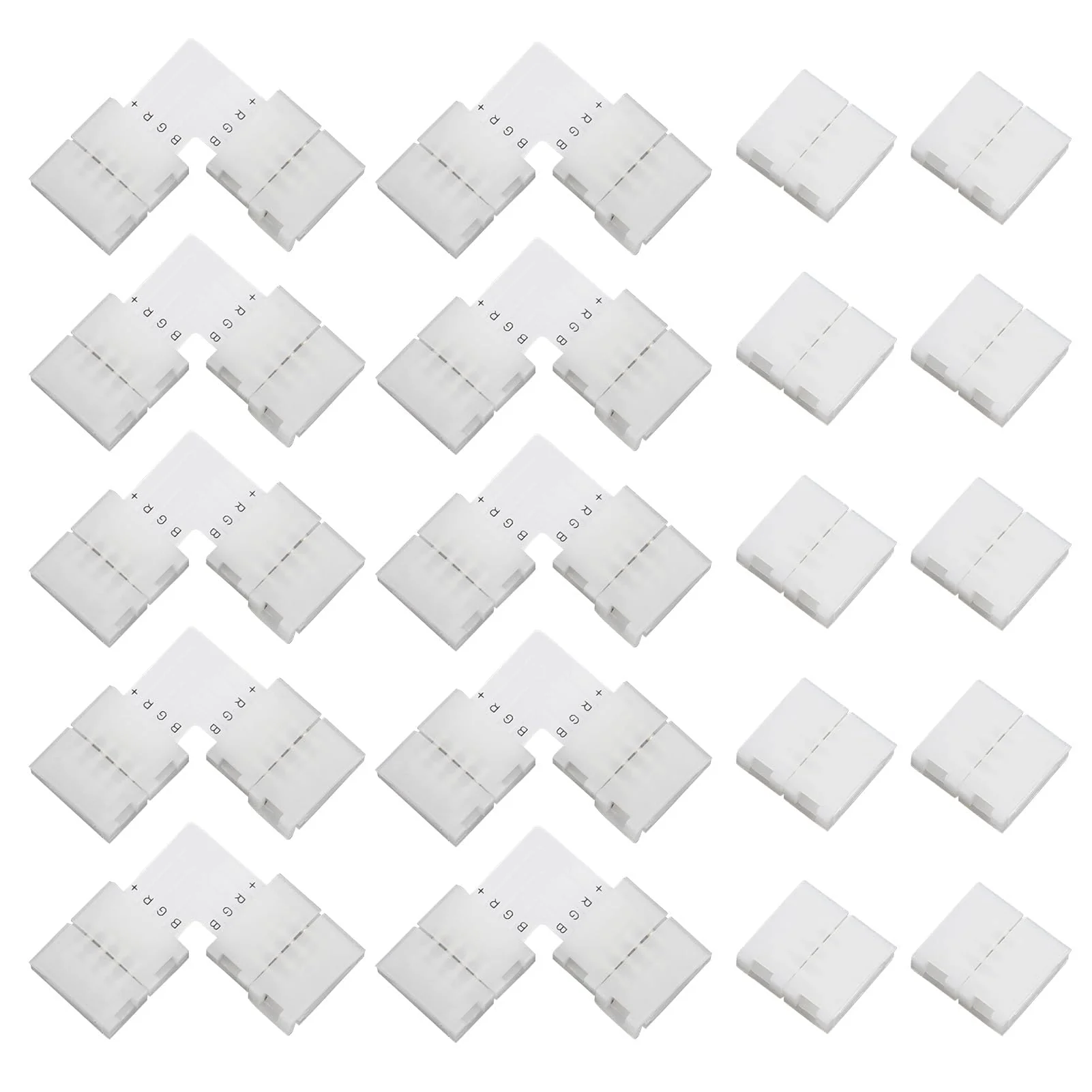 Pack of 20 4-Pin 10 mm LED Connector for SMD 5050 RGB LED Strips, 10 Pieces L-shaped Corner Connector and 10 Pieces LED Strips, Quick Connector, 4-Pin 10 mm RGB Strip Connector Solderless - Image 7