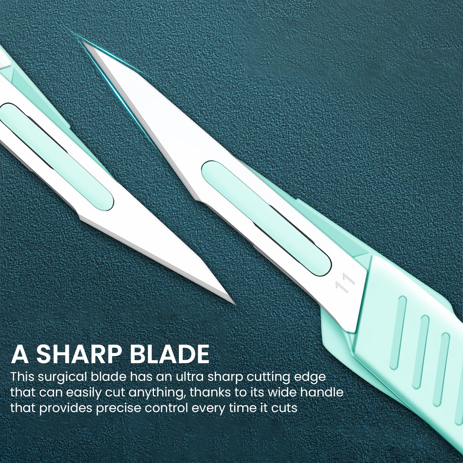 Pack of 20 Plastic Surgical Scalpel Knives, Sterile Scalpel Knives with Scalpel Handle, Scalpel Blades, Carbon Steel Scalpel Blades, Replacement Blades with Protective Cap, Individually Sterile Packed - Image 3