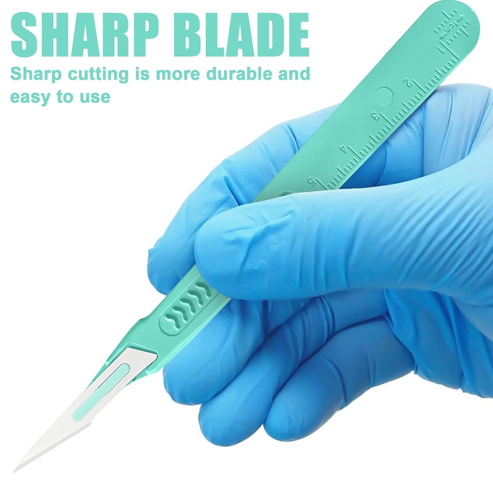 Pack of 20 scalpel blades, sterile scalpel knives with scalpel handle, plastic surgical scalpel knives, scalpel blades made of carbon steel, replacement blades with protective cap, individually - Image 5