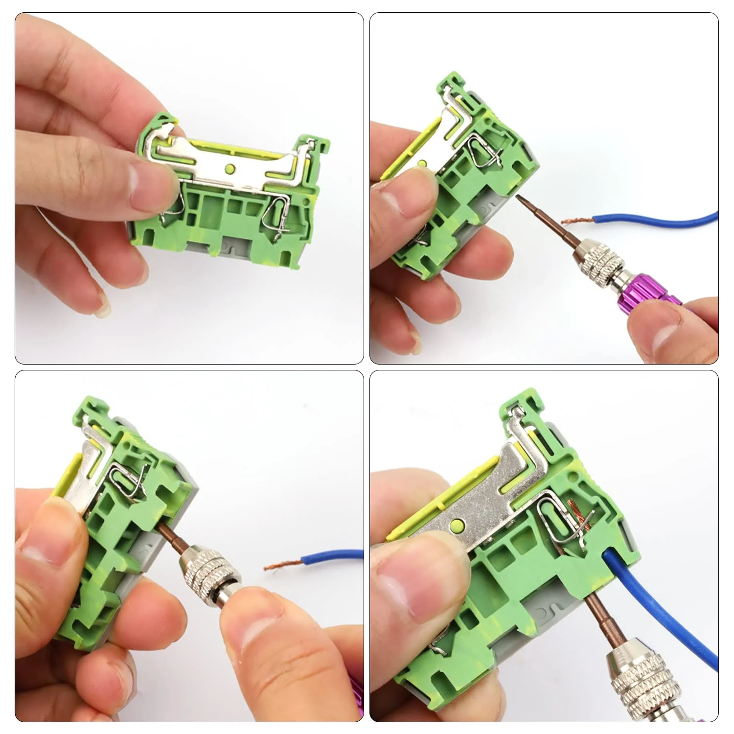 Pack of 20 UK/2.5B DIN Rail for Pluggable Quick Wiring, SRJQXH Clamp Block, DIN Rail, with 20 cm DIN Rail and Earth Clamp, Spring Clamped Wire Clamp Not Loose ST-2.5N - Image 2