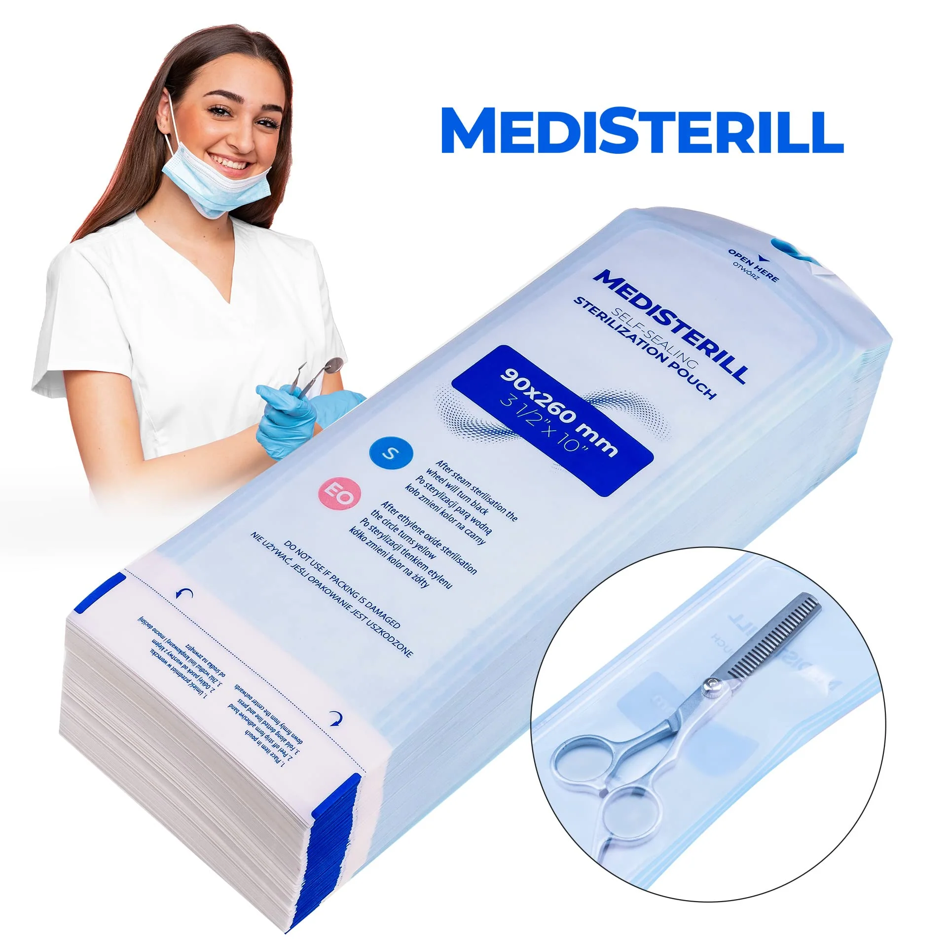 Pack of 200 Self-Sealing Sterilisation Bags, PVC Dental Sterilisation Bags, Self-Sealing Bag, Autoclave Steriliser Bag for Cleaning Tools (5.7 x 13 cm) 57x130 - Image 6