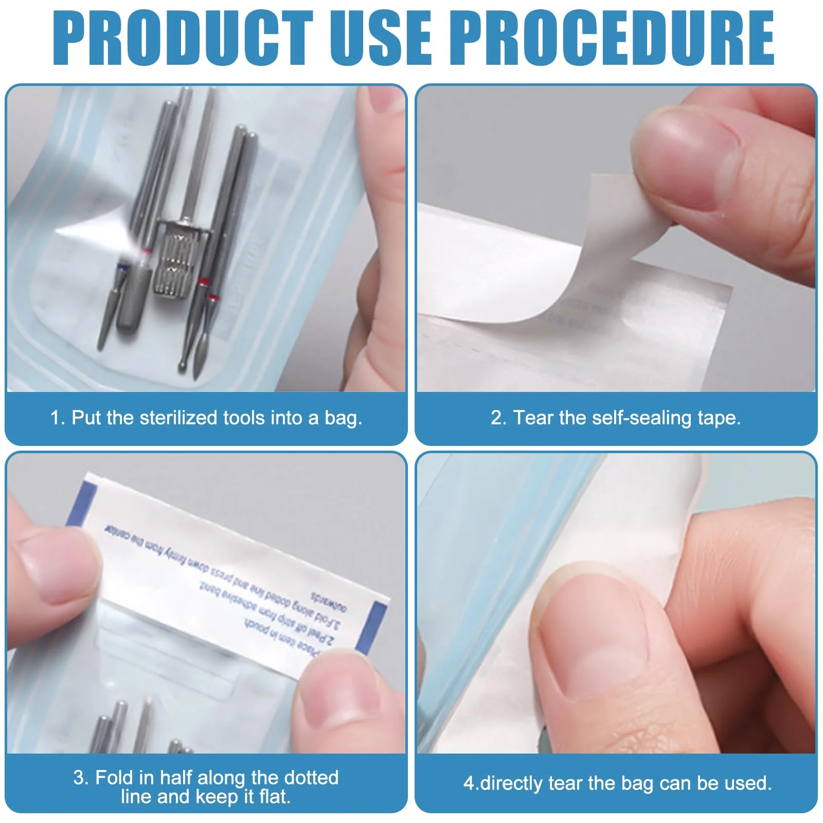 Pack of 200 Sterilisation Bags, Disposable Self-Adhesive, Autoclave Seal Sterilisation Bags, for Dental Tools, Tattoos or Manicures (90 x 260 mm) - Image 5