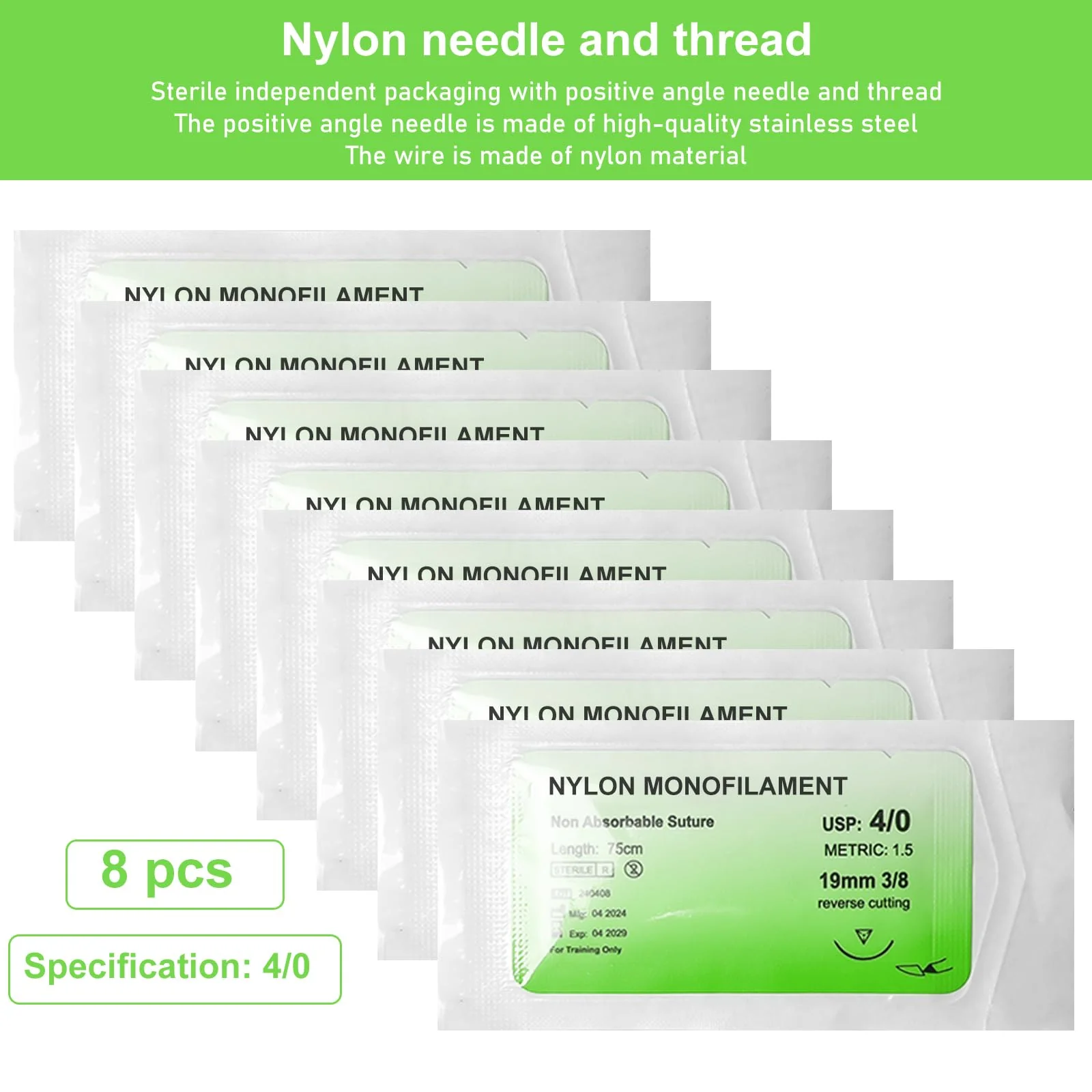 Pack of 24 Suture Material with Exercise Needles, Refill Pack for Surgical Suture Set, Ideal Suture Exercise Thread for Students, Needle and Thread Set, Wound Suture Kit Addition, Ideal Suture - Image 3