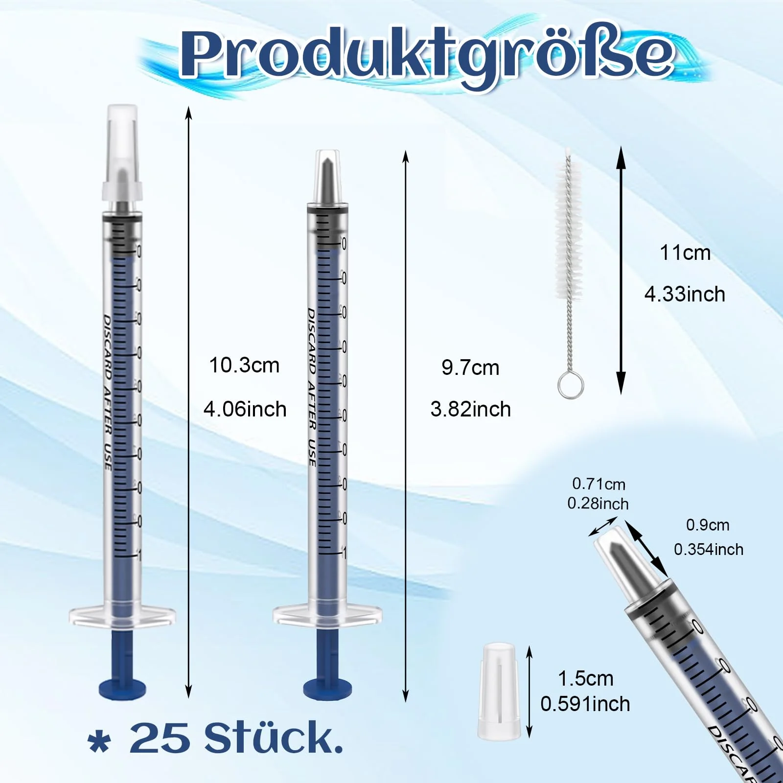 Pack of 25 1 ml Syringes, Plastic Syringes with Caps Individual Packaging, No Needle Syringe with Measurement, Colostrum Syringe for Laboratory, Pet Feeding, Plant Watering, Liquid Measurement (25, 1 1ml - Image 2