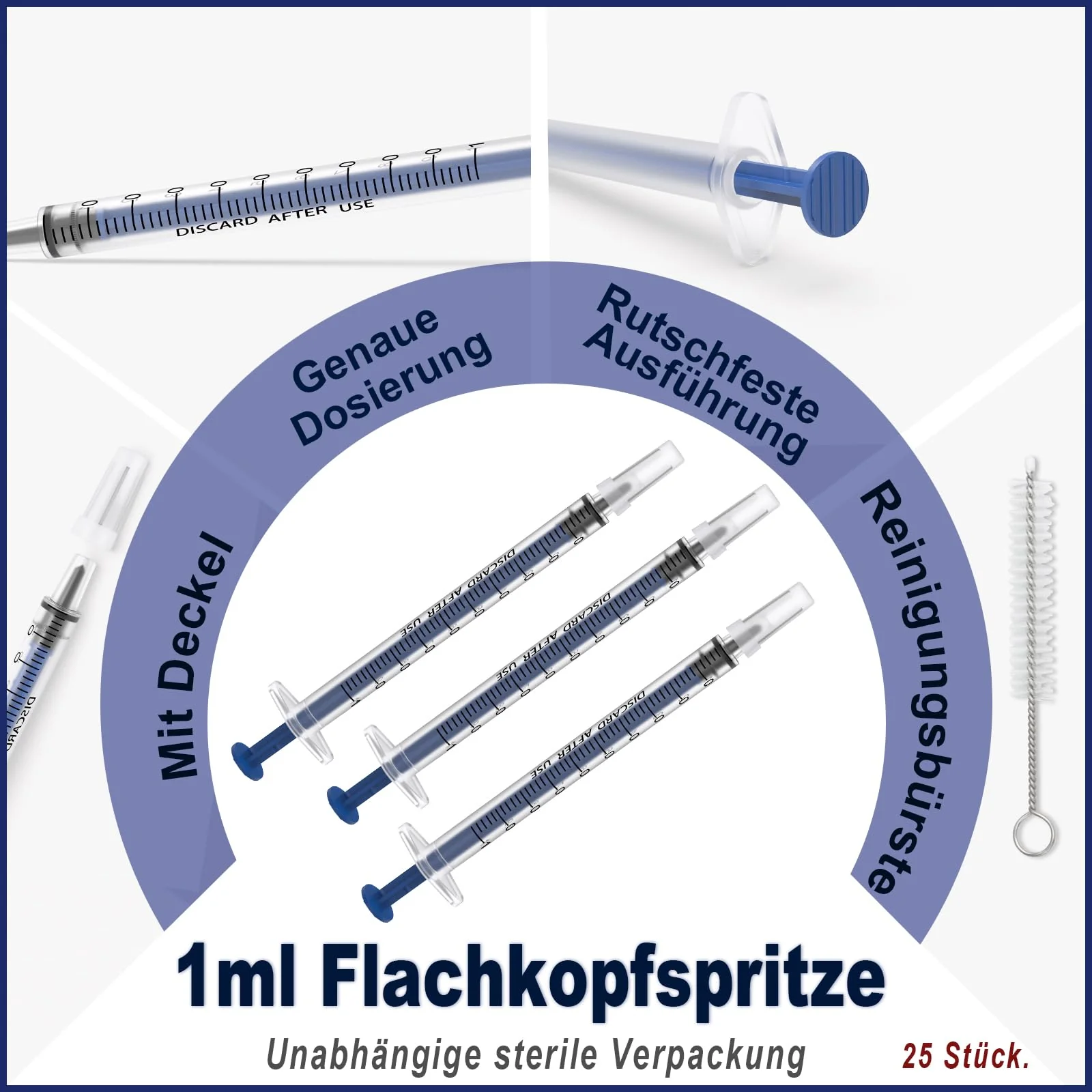 Pack of 25 1 ml Syringes, Plastic Syringes with Caps Individual Packaging, No Needle Syringe with Measurement, Colostrum Syringe for Laboratory, Pet Feeding, Plant Watering, Liquid Measurement (25, 1 1ml - Image 4
