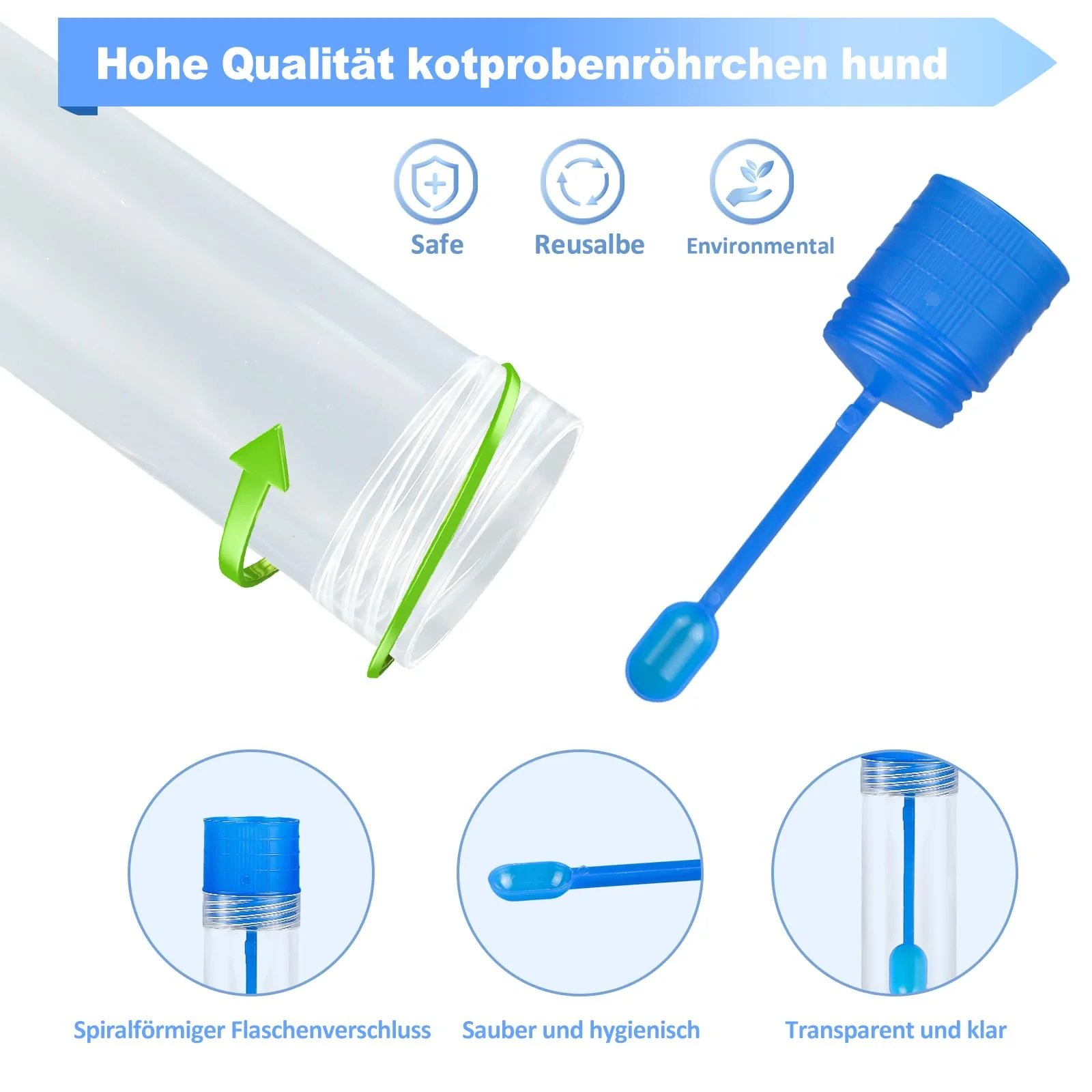 Pack of 25 Chair Sample Tubes, 15 ml Faecal Sample Tube with Spoon and Label Sticker, Cats and Dogs Fecal Sample Tubes Good Sealing, Dog Chair Sample Tube for Pets for Testing Pack of 25 - Image 3