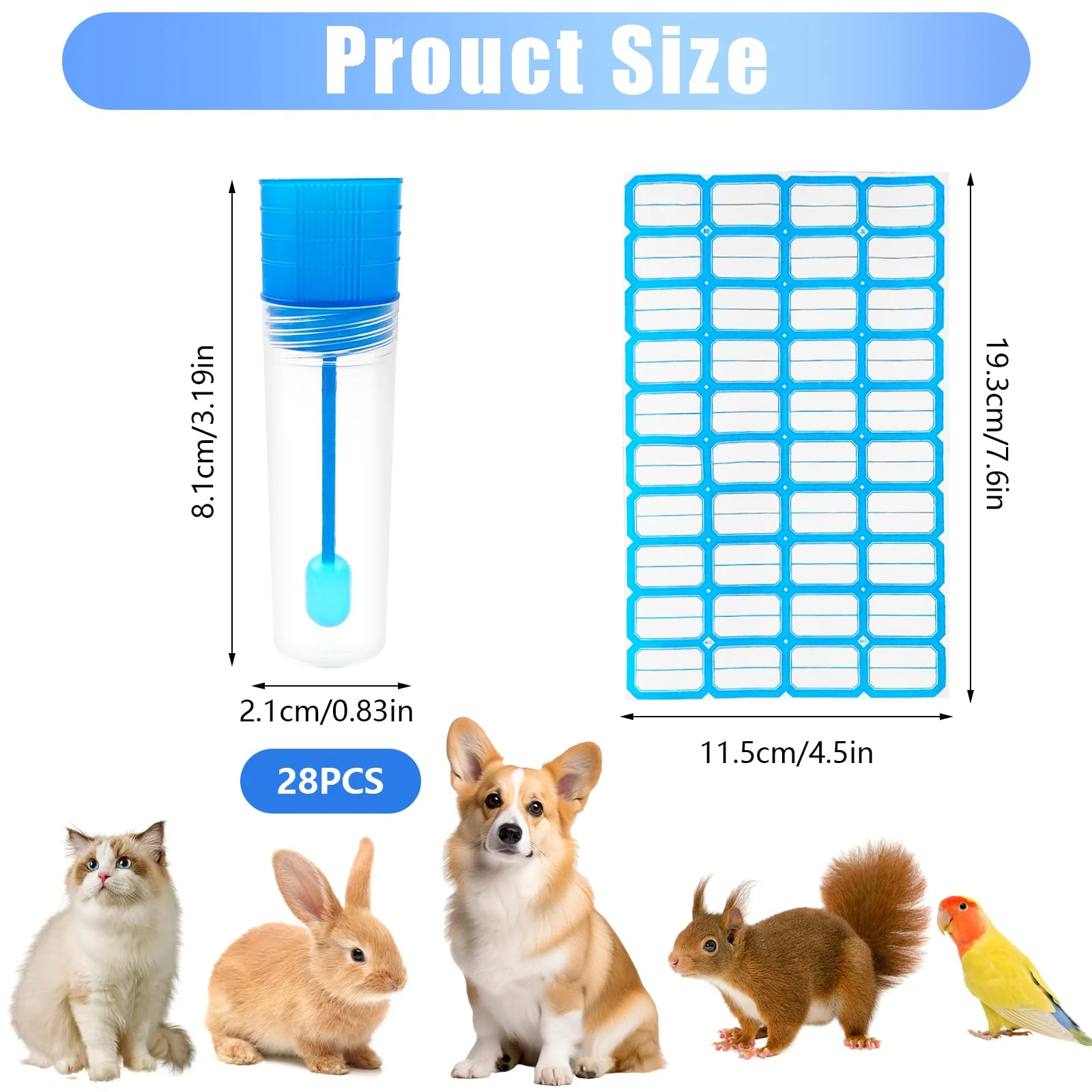 Pack of 28 Chair Sample Tubes, Sample Tube with Spoon, 20 ml Faecal Sample Tube, Dog Chair Catcher for Chair Sample, Sample Tube with Label Sticker for Pets for Testing - Image 2