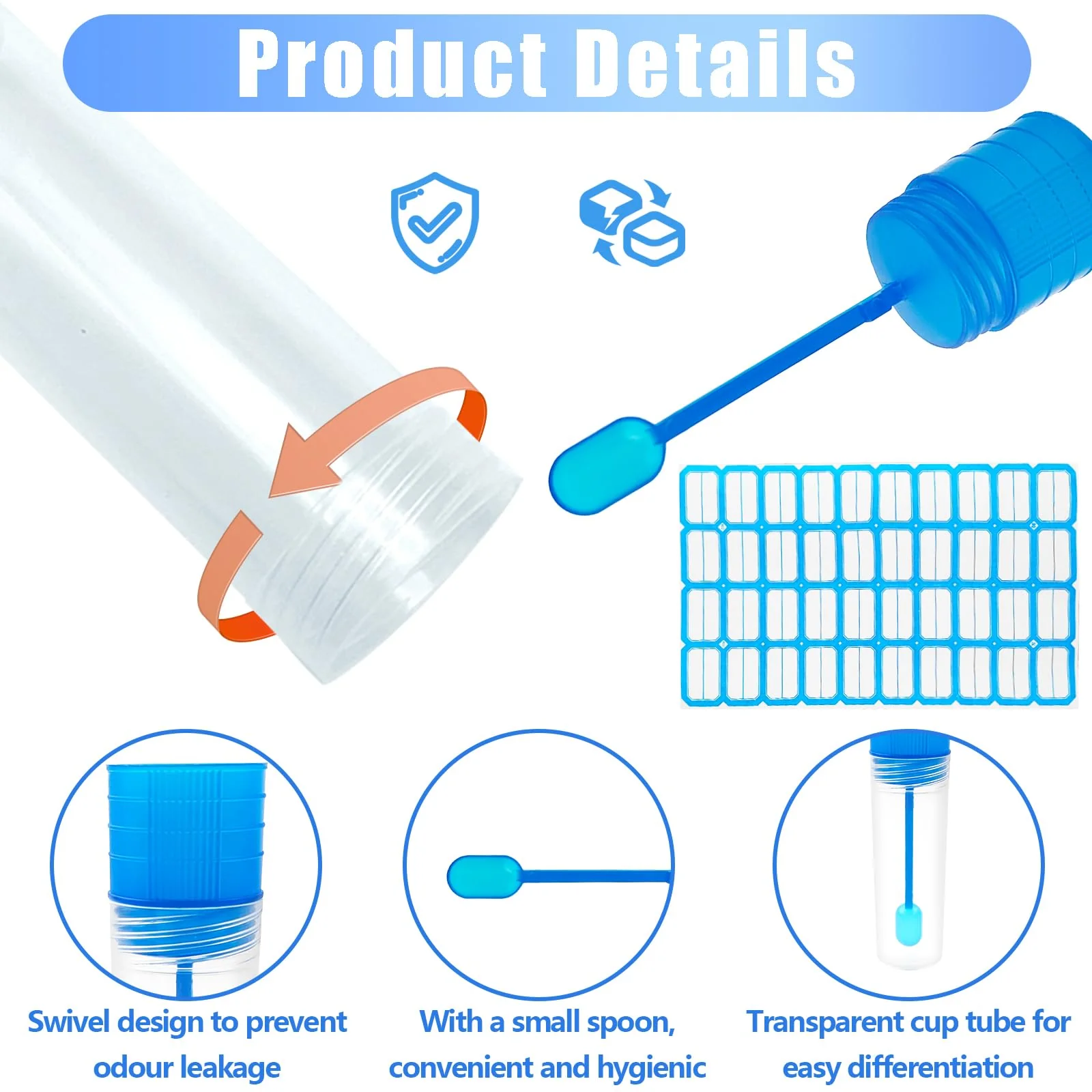 Pack of 28 Chair Sample Tubes, Sample Tube with Spoon, 20 ml Faecal Sample Tube, Dog Chair Catcher for Chair Sample, Sample Tube with Label Sticker for Pets for Testing - Image 3