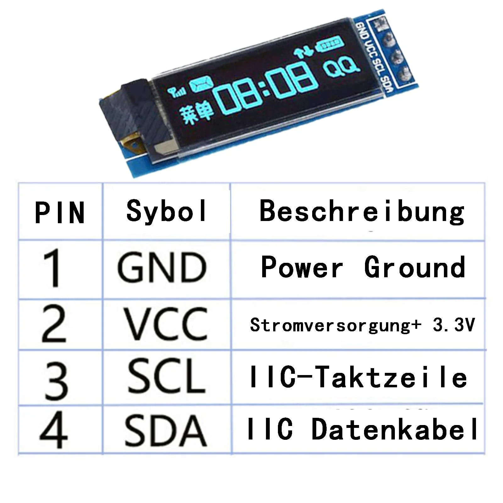 Pack of 3 0.91 Inch OLED LCD Display Module Screen Tiny Module IIC 128 x 32 LCD Display Device Compatible with Arduino and Other Microcontollers, 3.3 V Blue - Image 4