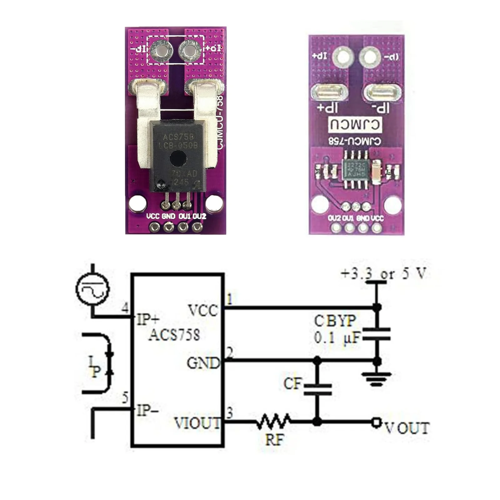 Pack of 3 ACS758LCB-050B-PFF-T Linear Current Sensors, Hall Current DIY Module (3) - Image 4