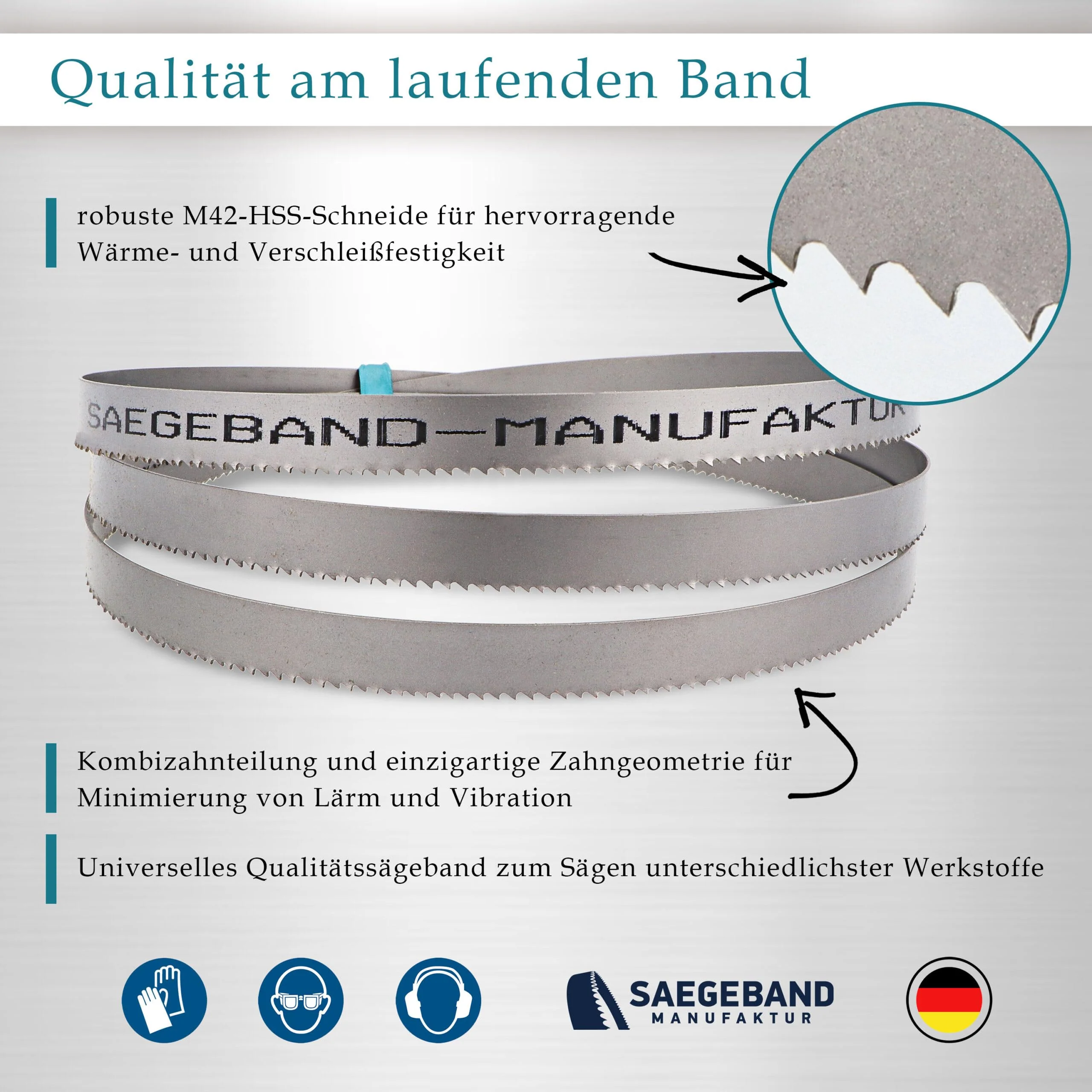 Pack of 3 Premium M42 HSS Bi-Metal Saw Bands, 1435 x 13 x 0.65 mm with 14/18 TPZ, Bandsaw Blade, Saw Blade for Metal, Steel, Aluminium, Non-ferrous Metals Light Metal Alloys 1435x13x0,65mm 14/18 TPI - Image 3