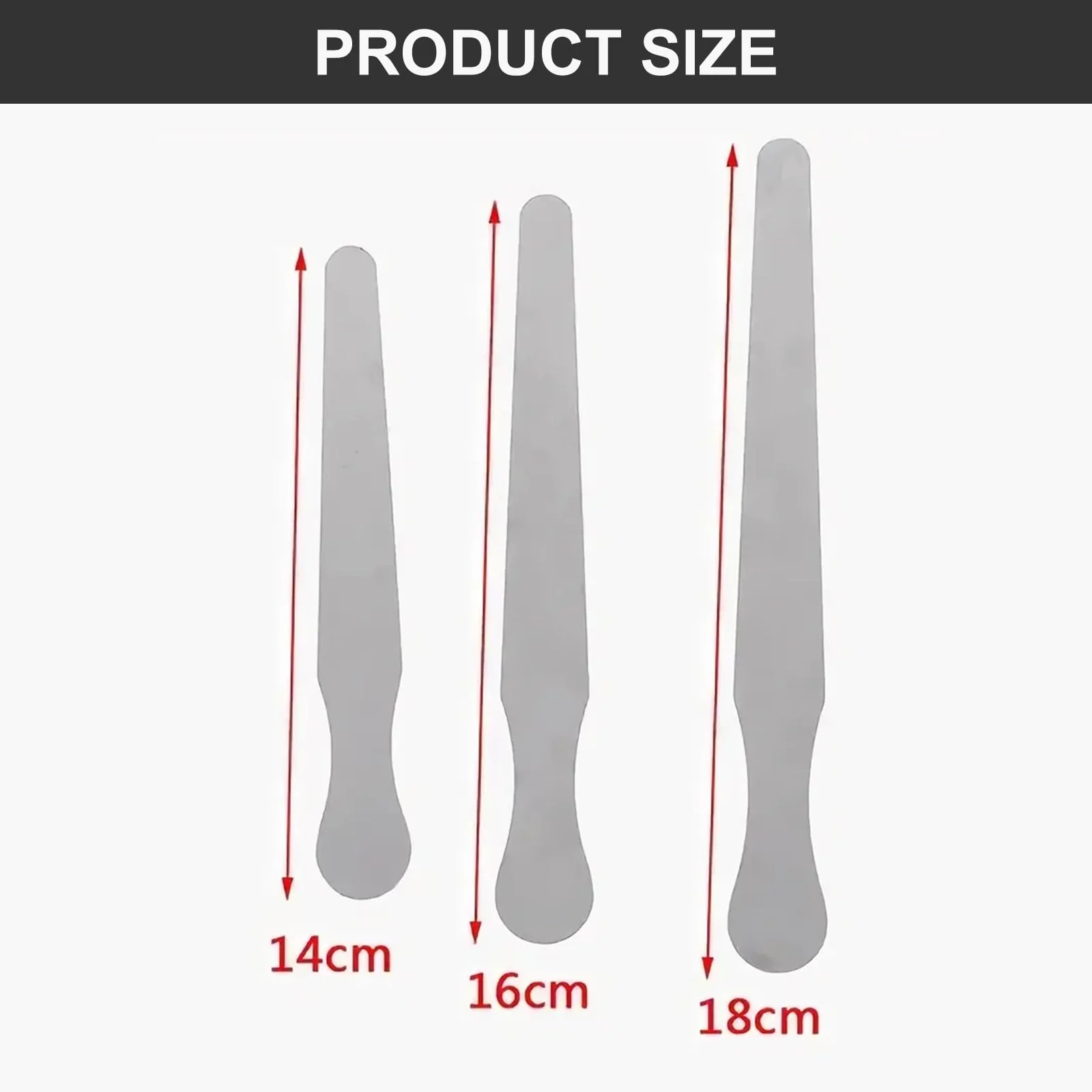 Pack of 3 Stainless Steel Tongue Depressors, Stainless Steel Tongue Depressors for Crafts, Beauty Salon, Dental Examination (14 cm + 16 cm + 18 cm) - Image 2