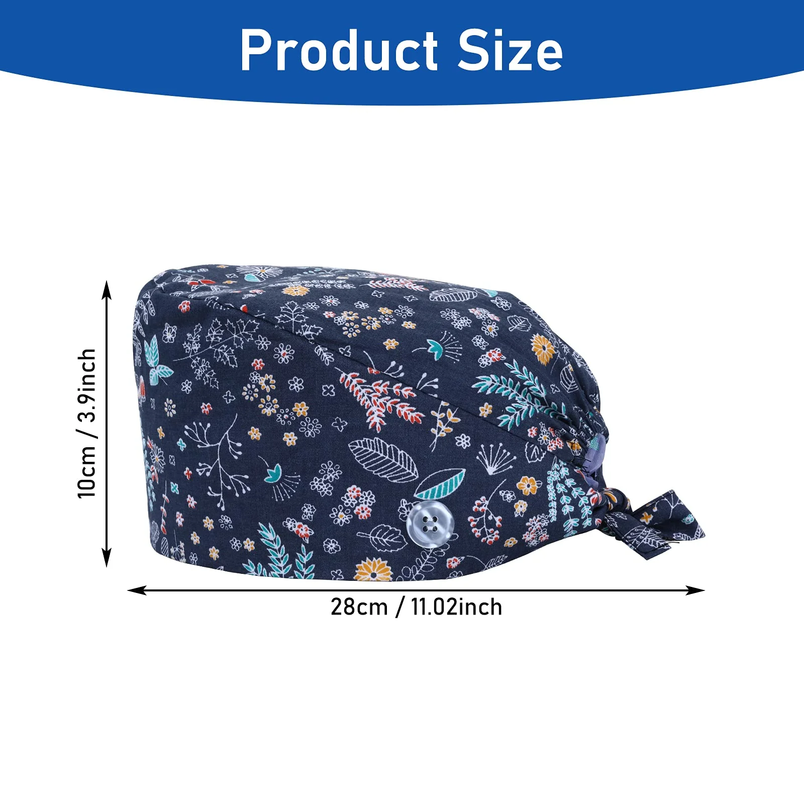 Pack of 3 Surgical Cap, Fabric Nurse Cap, Adjustable Surgical Hat, Buttons, Adjustable Work Cap with Sweatband Hoods, Bag Caps, Cotton Dust Cap, Printed Turban Hat, Fit - Image 2