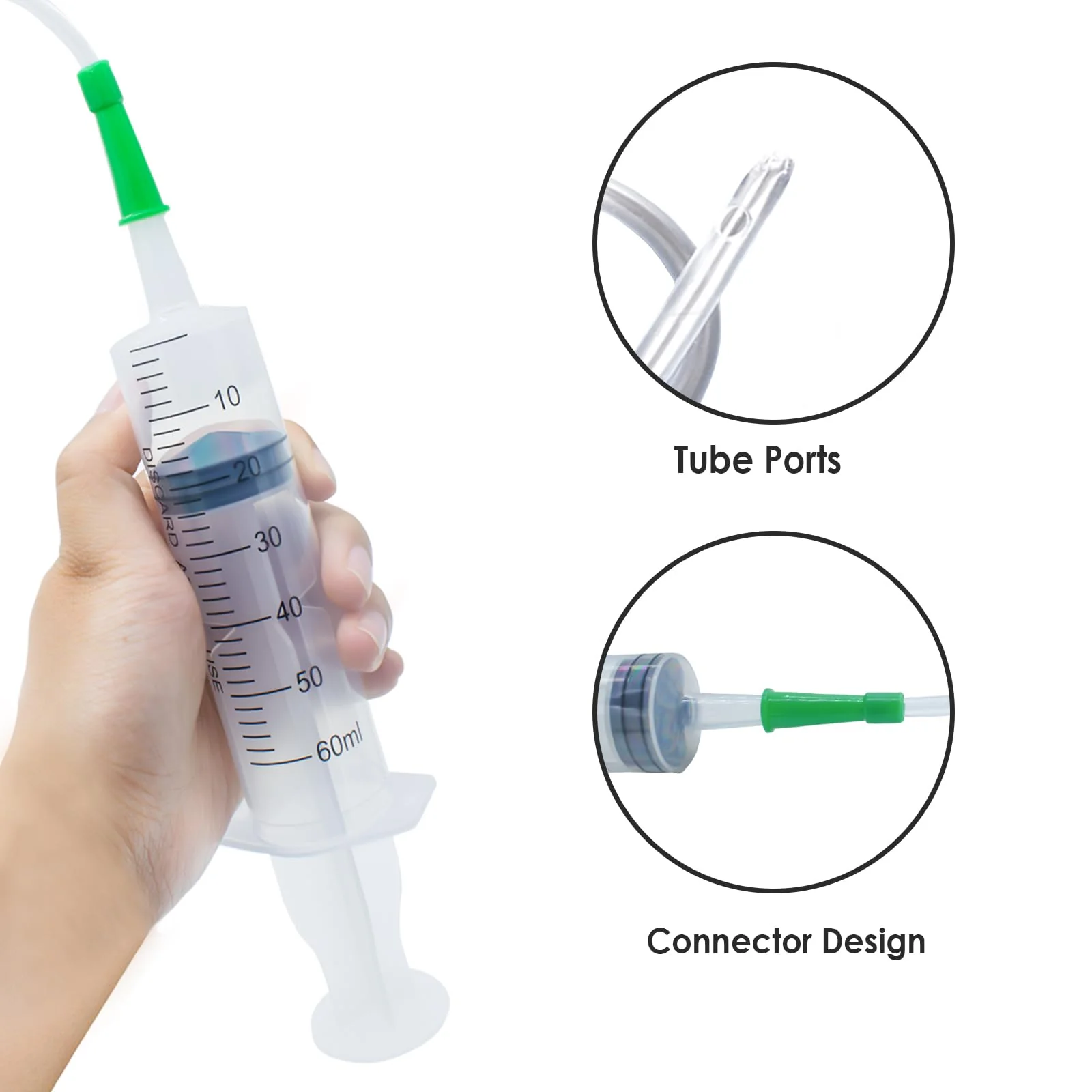 Pack of 3 Syringe 60 ml, Syringe with Hose, Disposable Syringes Large, Individually Packed Liquid Syringe, Reusable Plastic Syringes for Scientific Laboratories, Liquid Measurement - Image 5