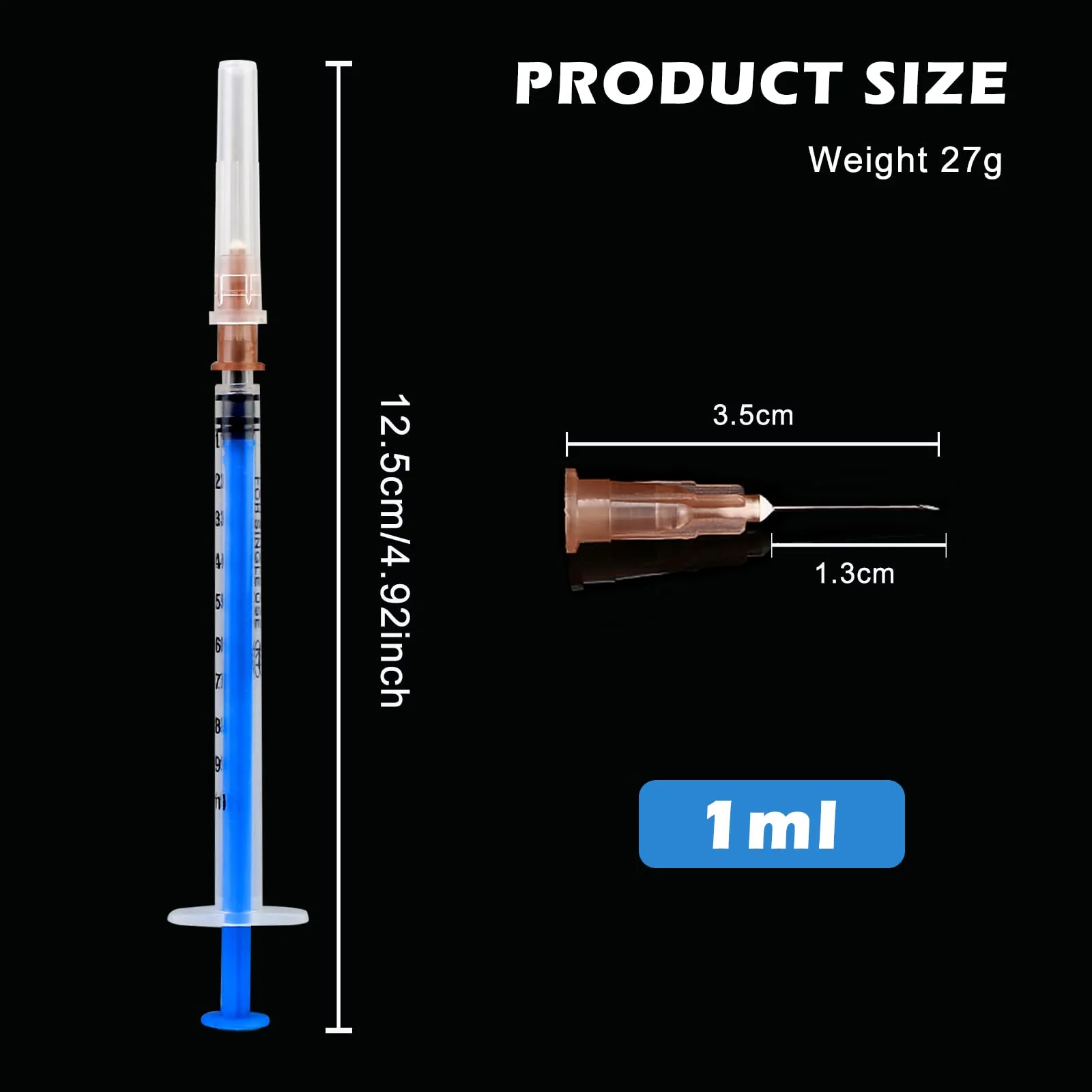Pack of 30 1 ml Syringes, Plastic Syringes with Caps, Independent Seal Packaging, Minimum Scale 0.01 ml, for Feeding Animals, Liquid Measurement for Laboratory, Industrial Precision Application blue - Image 3