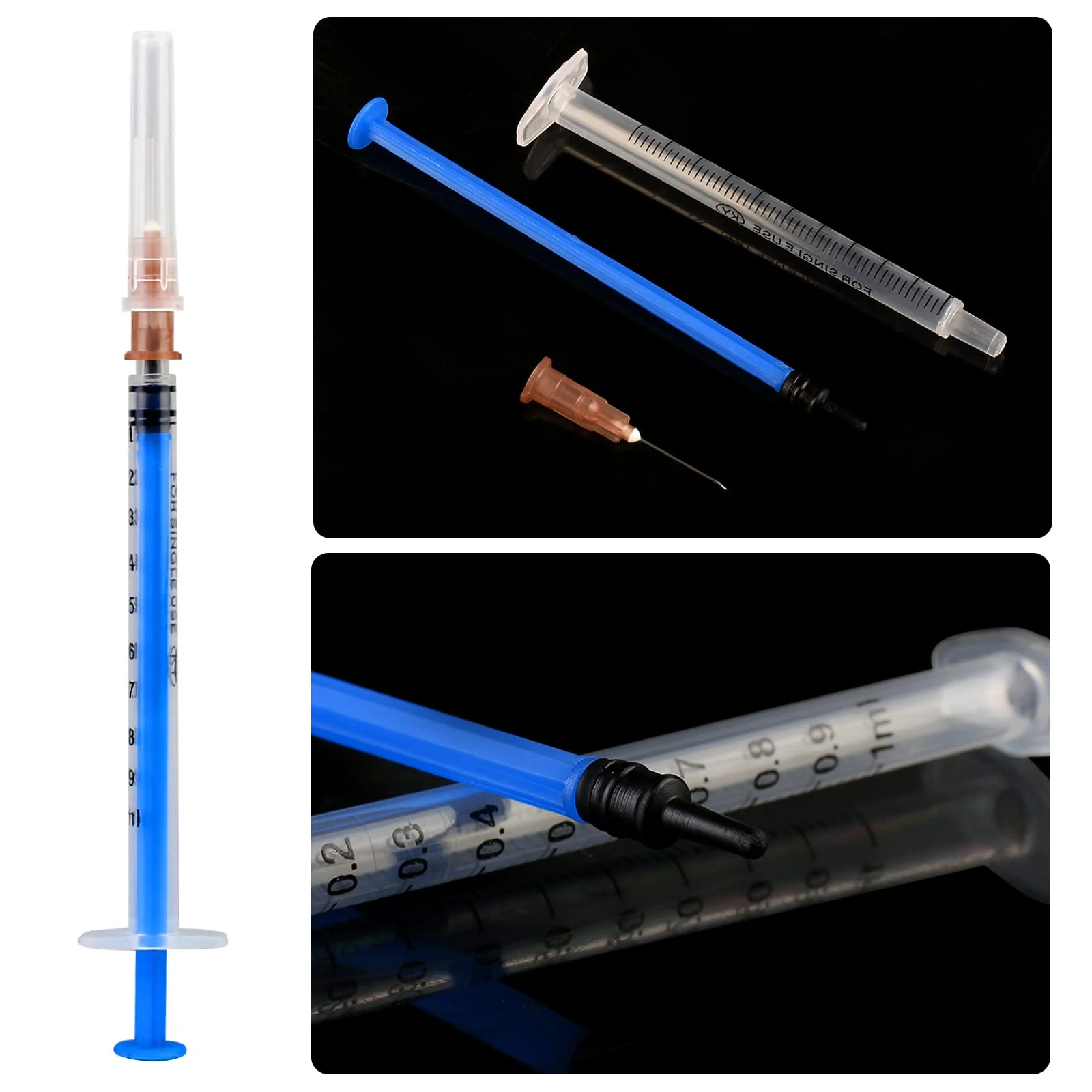 Pack of 30 1 ml Syringes, Plastic Syringes with Caps, Independent Seal Packaging, Minimum Scale 0.01 ml, for Feeding Animals, Liquid Measurement for Laboratory, Industrial Precision Application blue - Image 4