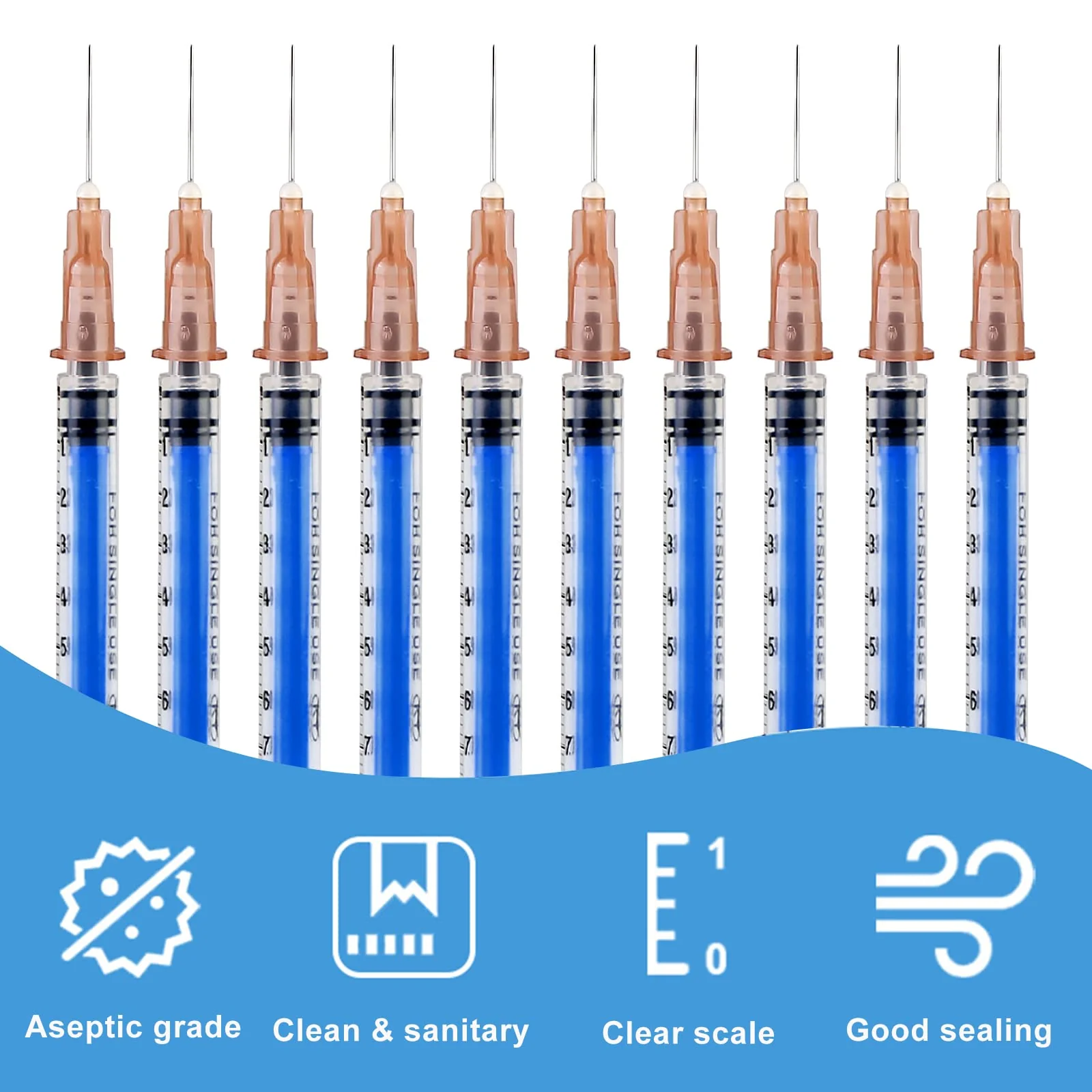 Pack of 30 1 ml Syringes, Plastic Syringes with Caps, Independent Seal Packaging, Minimum Scale 0.01 ml, for Feeding Animals, Liquid Measurement for Laboratory, Industrial Precision Application blue - Image 5