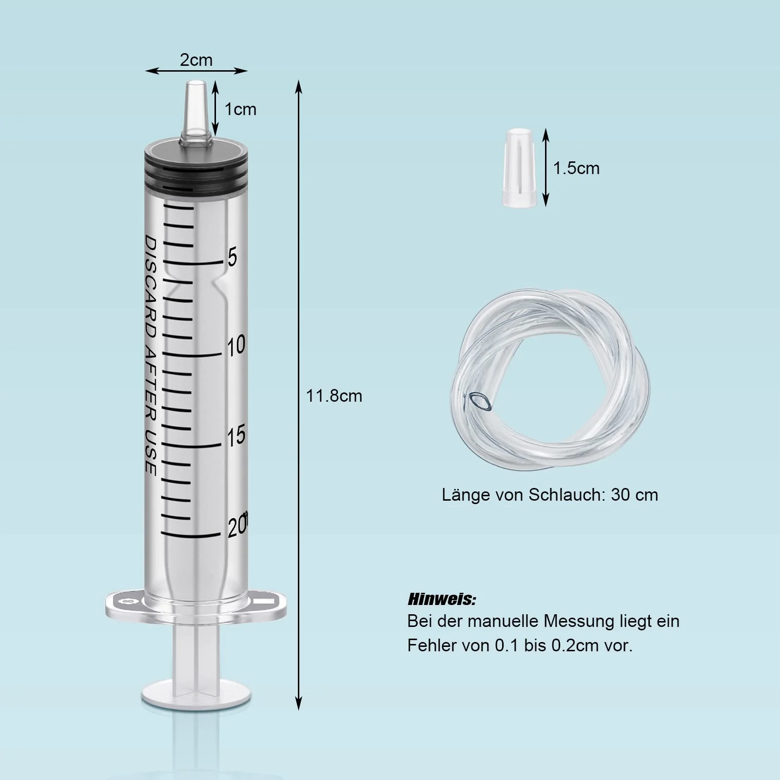 Pack of 30 Plastic Syringes 20 ml, Measuring Syringe Disposable Syringe for Scientific Laboratories, Feed Syringe, Marinating Syringe and Suction Syringe (30, 20 ml) - Image 2