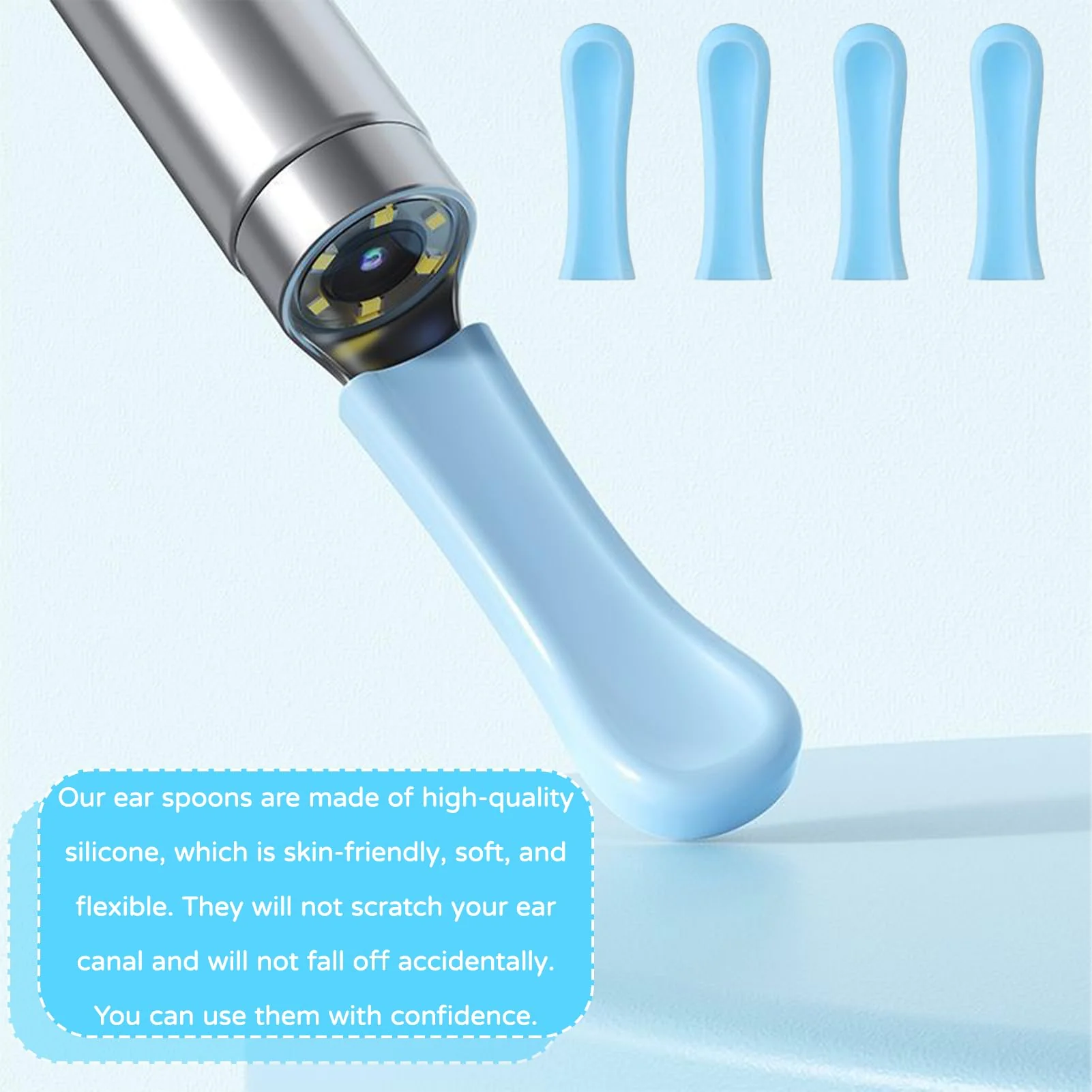 Pack of 30 Silicone Ear Cleaner Head for Earwax Remover, Silicone Ear Spoon Replacement Tips, Replacement Tips for Ear Suckers, Earwax Sucker Ear Cleaner Accessories (Blue) - Image 3