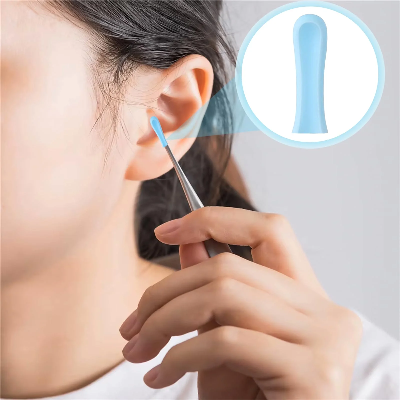 Pack of 30 Silicone Ear Cleaner Head for Earwax Remover, Silicone Ear Spoon Replacement Tips, Replacement Tips for Ear Suckers, Earwax Sucker Ear Cleaner Accessories (Blue) - Image 6