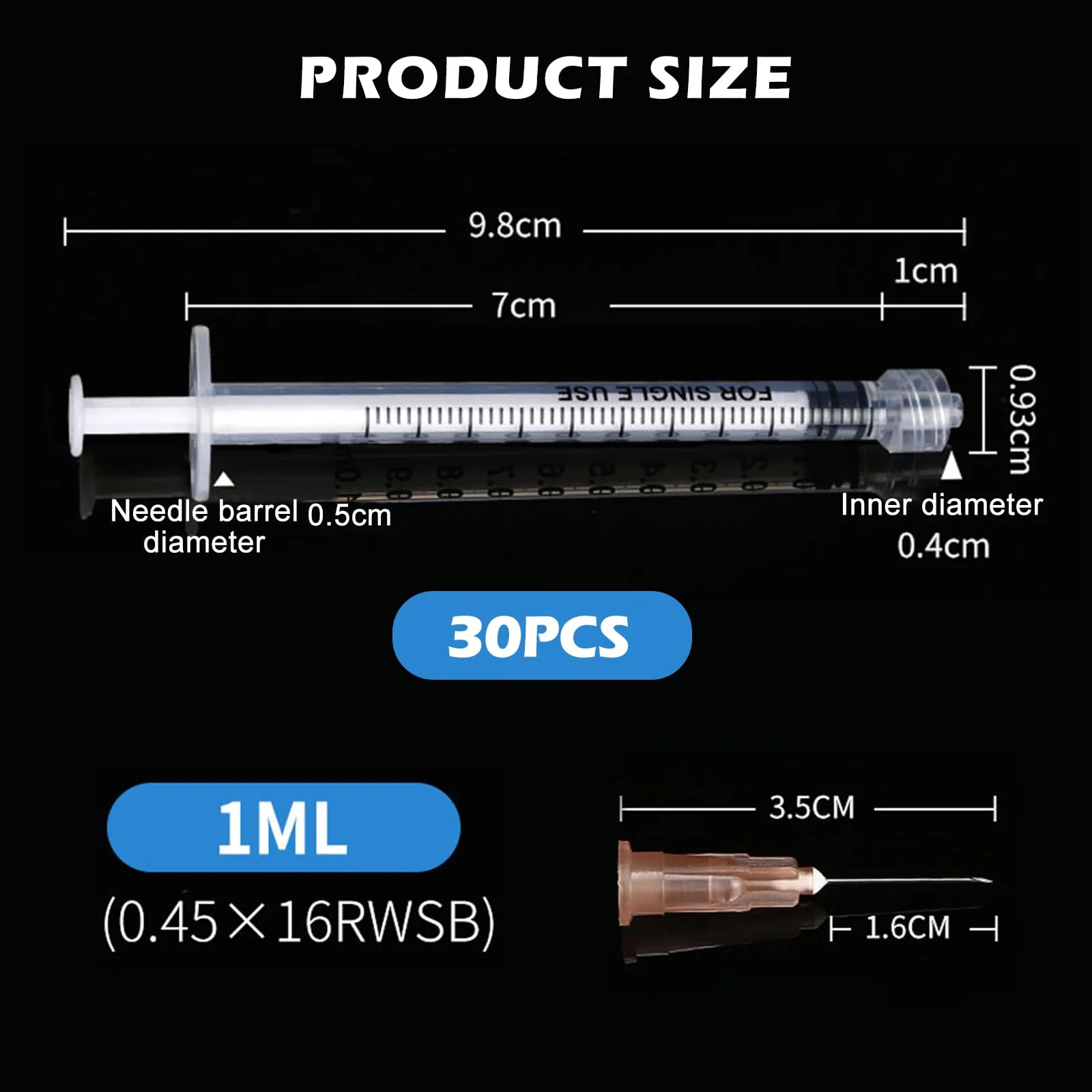 Pack of 30 Syringes 1 ml Syringes Plastic Tube Syringe Disposable Syringes Small Dosing Syringe Liquid Syringe Independent Seal Packaging Syringes - Image 2