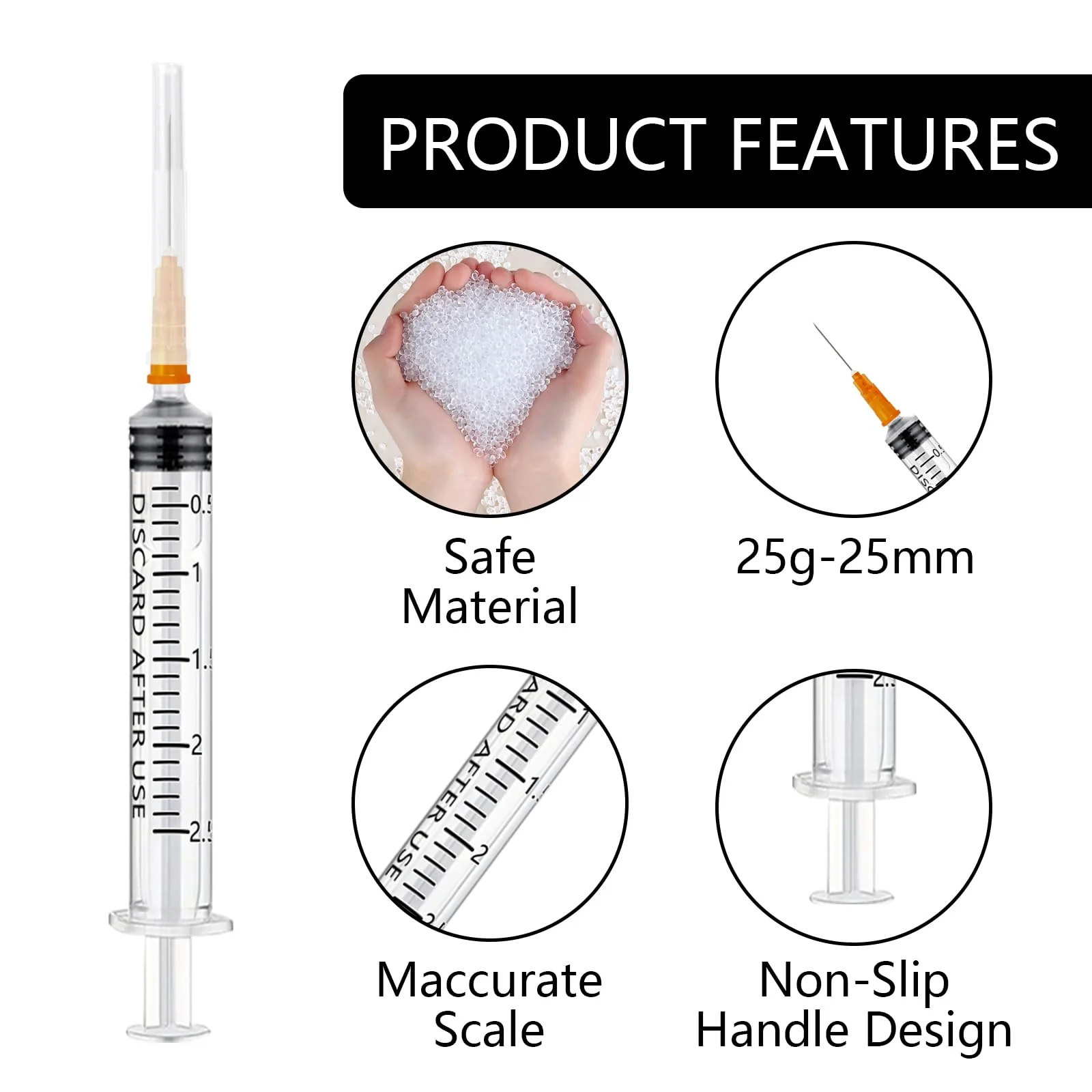 Pack of 30 Syringes 2.5 ml Plastic Syringe with Needles with Caps, Plastic Tube Syringes, Disposable Syringes Small, Dosing Syringe Liquid Syringe for Hobby and DIY, Individually Sealed Packaging - Image 3