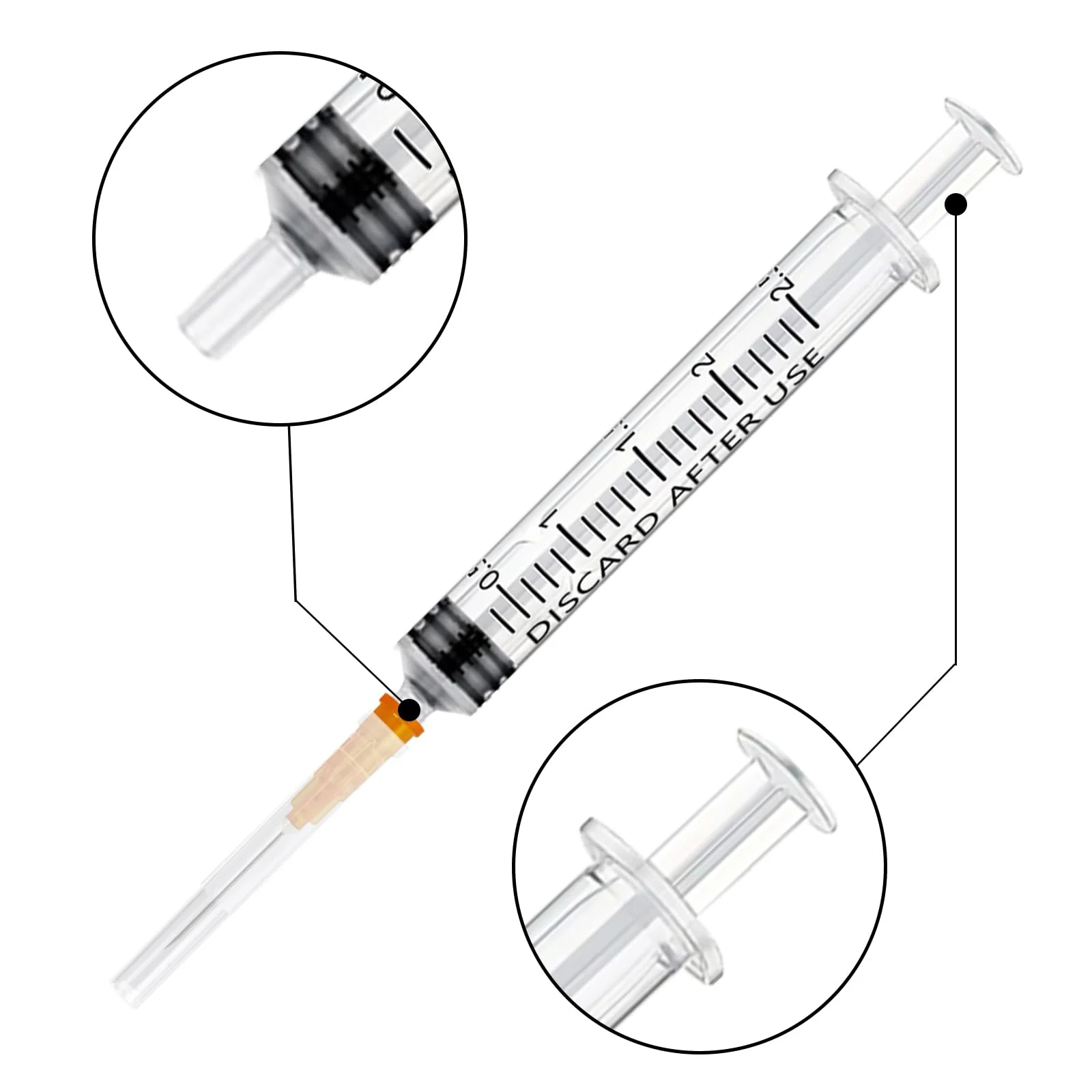 Pack of 30 Syringes 2.5 ml Plastic Syringe with Needles with Caps, Plastic Tube Syringes, Disposable Syringes Small, Dosing Syringe Liquid Syringe for Hobby and DIY, Individually Sealed Packaging - Image 4