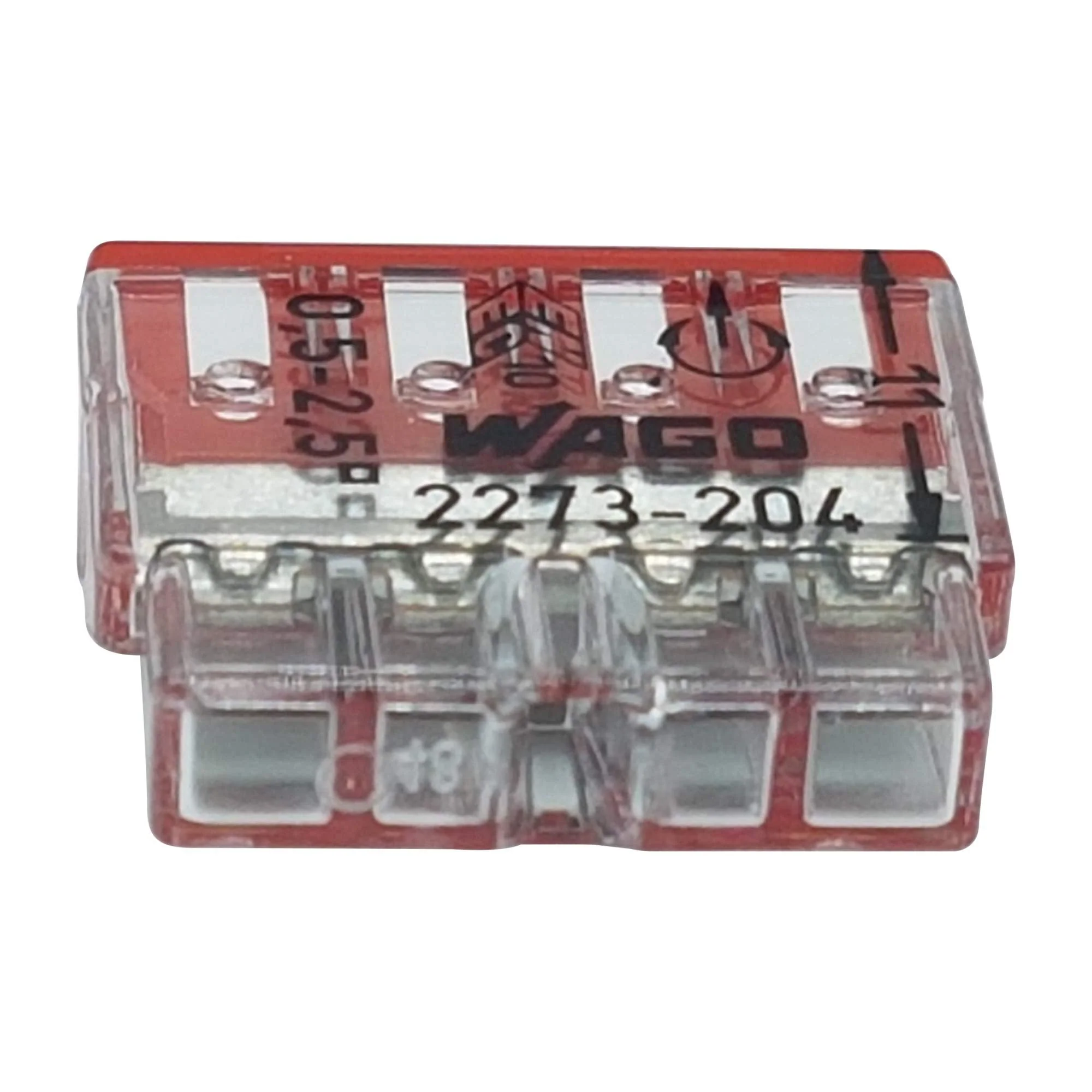 Pack of 30 Wago 2273-204 Compact Connectors for Junction Boxes, Diameter 0.5 - 2.5 mm², 4-Pin, Transparent/Red - Image 5