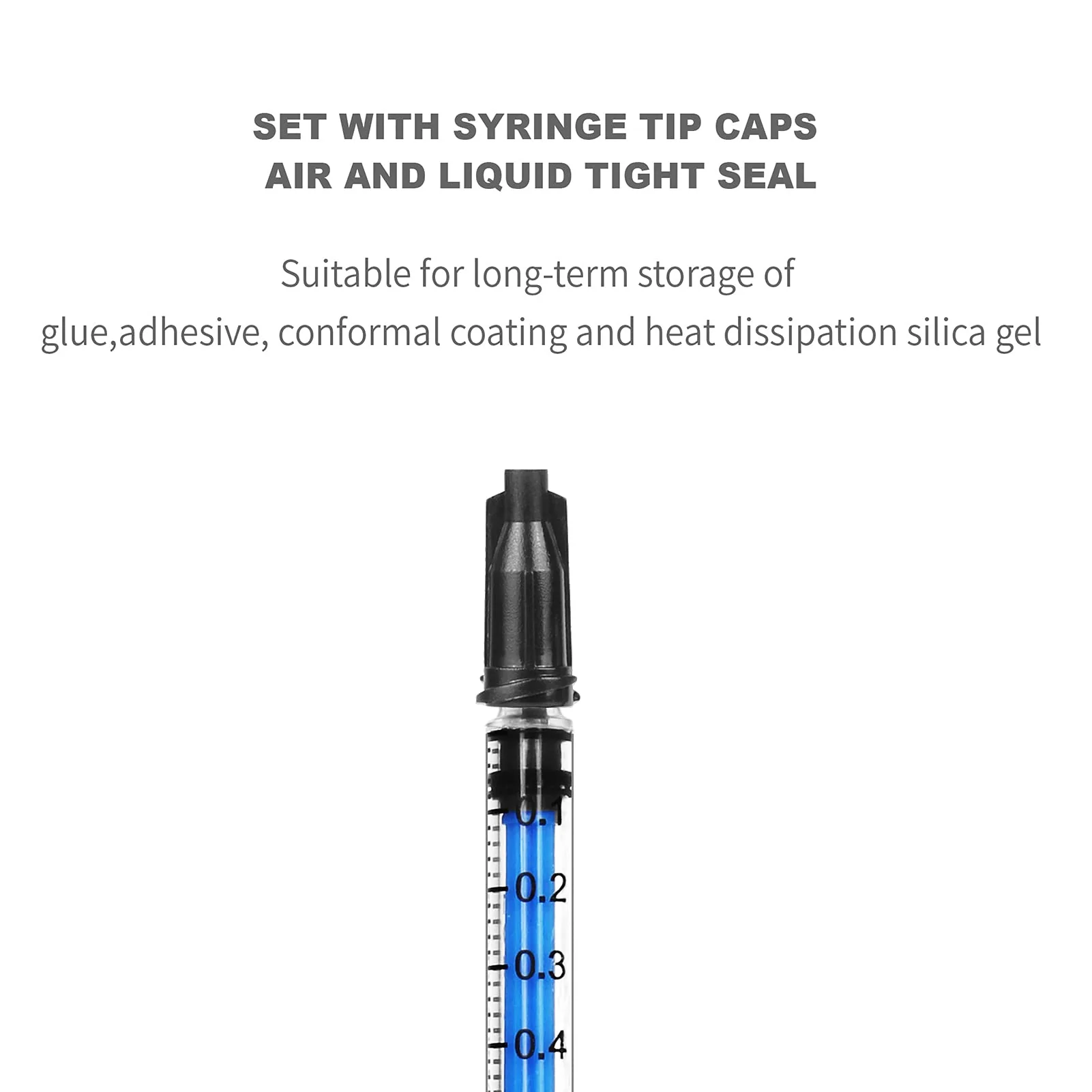 Pack of 36 1 ml plastic syringes + 36 needle-less measuring caps for refilling laboratory liquids and measuring animal feed oil glue 1 ml (36 pieces) - Image 3