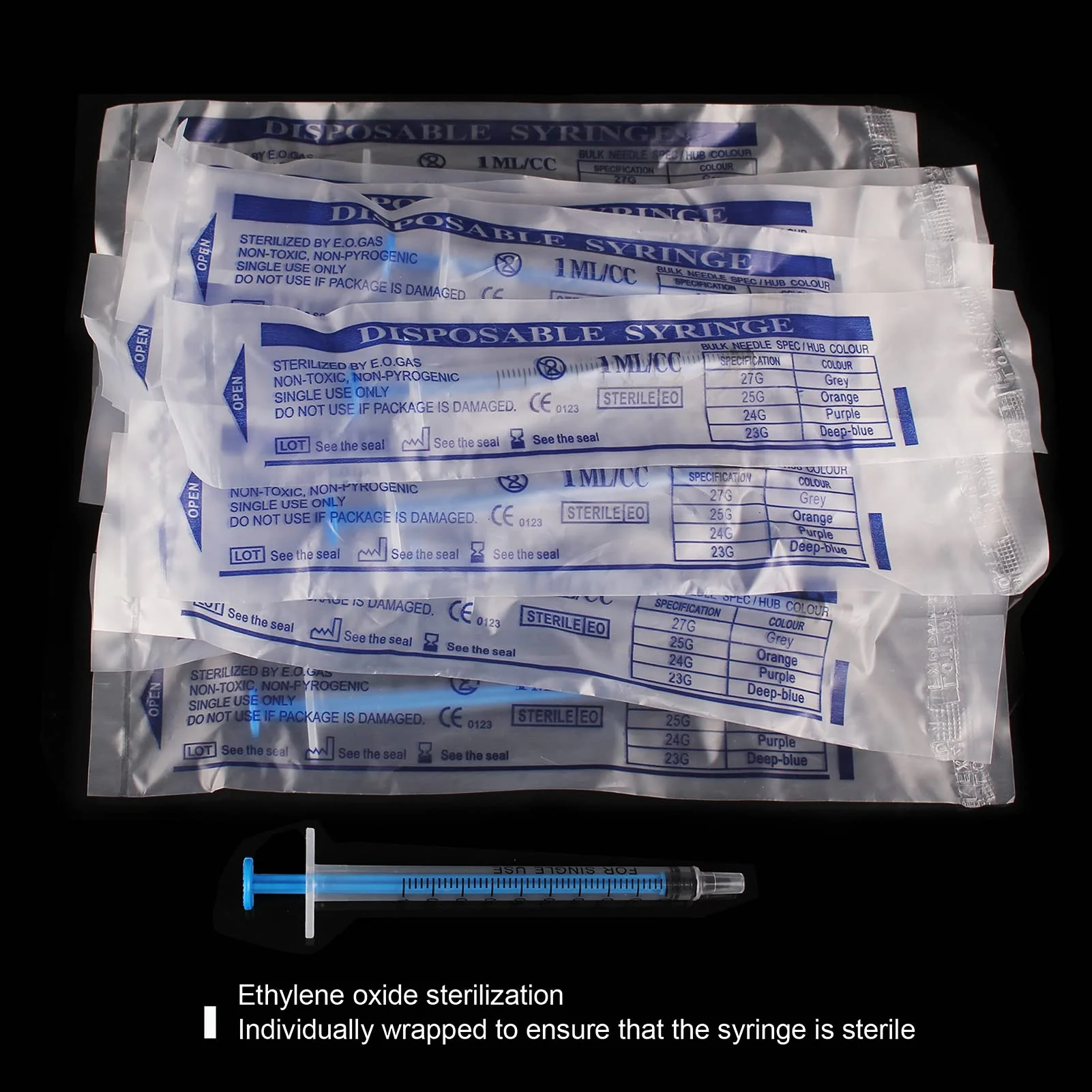 Pack of 36 1 ml plastic syringes + 36 needle-less measuring caps for refilling laboratory liquids and measuring animal feed oil glue 1 ml (36 pieces) - Image 6