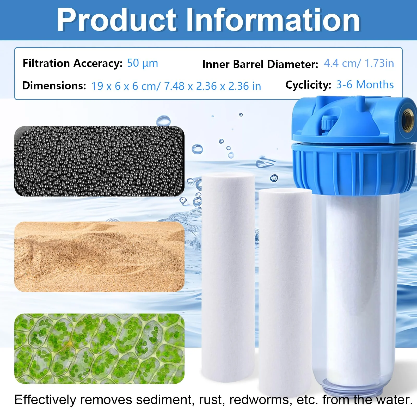 Pack of 4 50 µm Replacement Filters Compatible with Grünbeck Water Filter FS 1 Inch, House Water Filter Replacement Candle Filter, Without Protective Bell, PP Cotton, Filter Candles Compatible with - Image 2