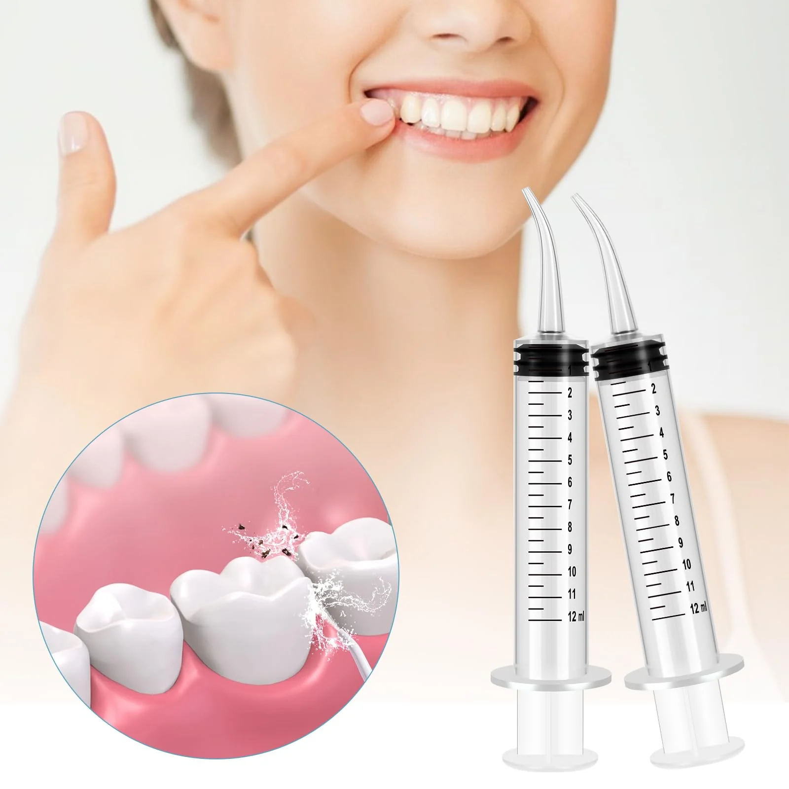 Pack of 4 Dental Syringes 12 ml Dental Syringe Transparent Plastic with Curved Tip and Measure for Oral Dental Care Cleaning - Image 4