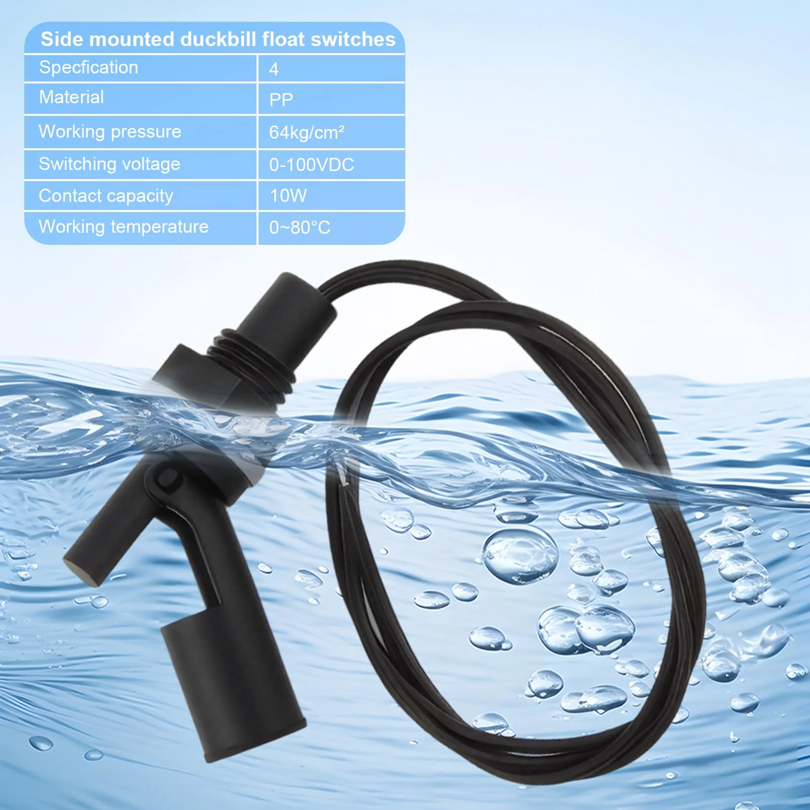Pack of 4 Float Switch Water Level Sensor, Float Switch, Side Mounted Horizontal Float Switch, Liquid Float Switch for Tank, Pool, Horizontal, Aquarium - Image 5