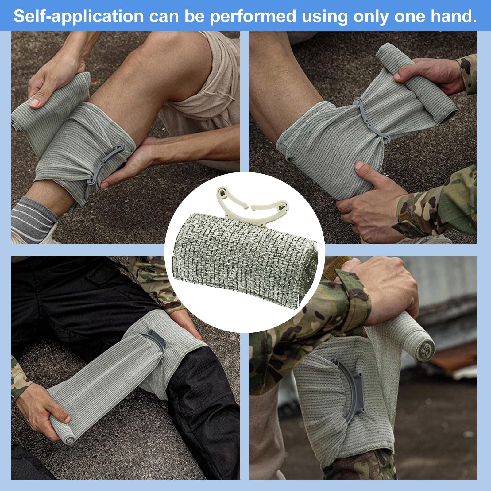 Pack of 4 Israeli Bandage, 6 Inch Hemostatic Tourniquets Elastic Bandage, First Aid Wound, Hemostatic Bandage Vacuum Pack for Indoor, Outdoor, The Perfect Choice for Your Emergency Equipment - Image 6