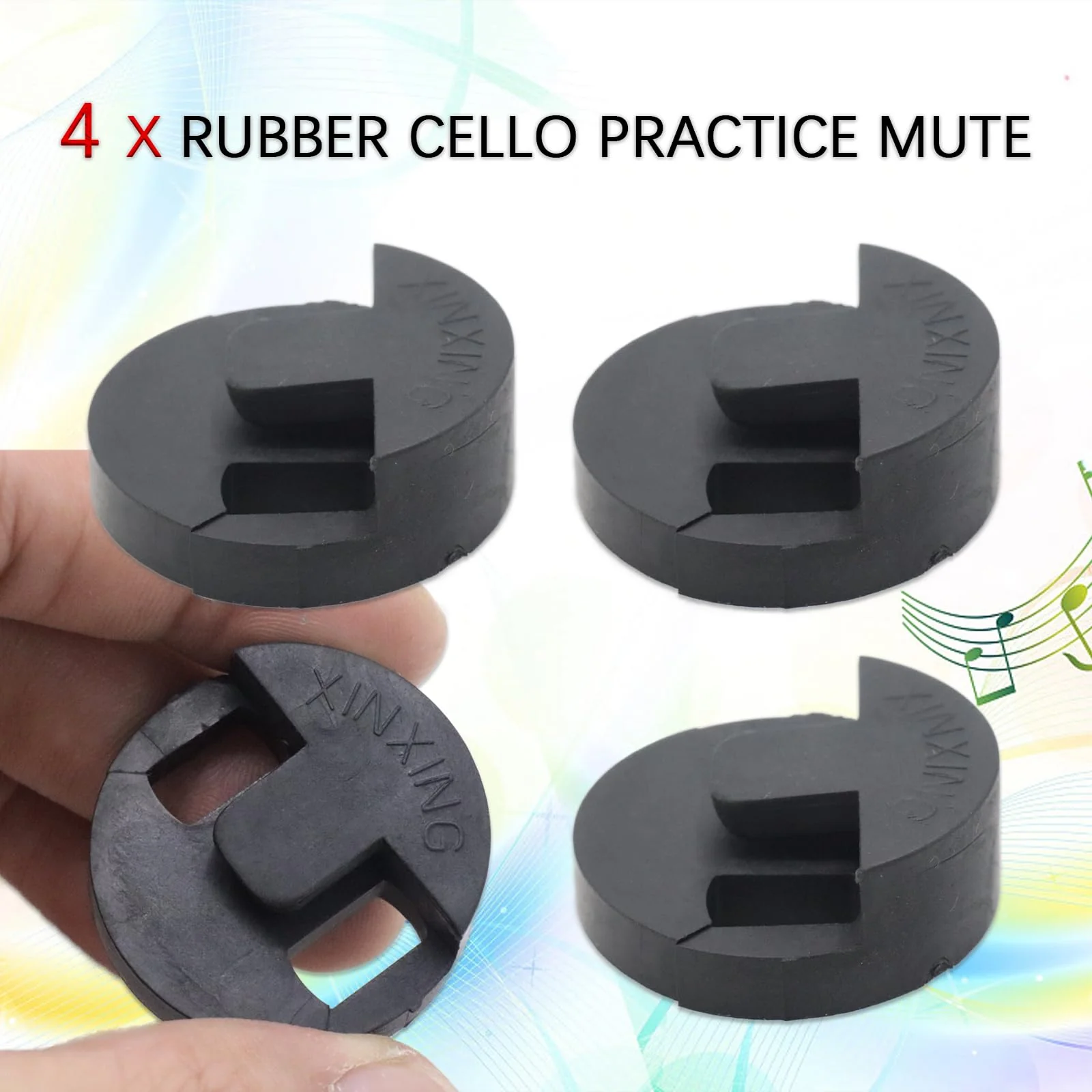 Pack of 4 Rubber Cello Practice Mute, Round Tourte Style Silencer for Quiet Practice, Black Cello Accessory for Uninterrupted Training Sessions - Image 3