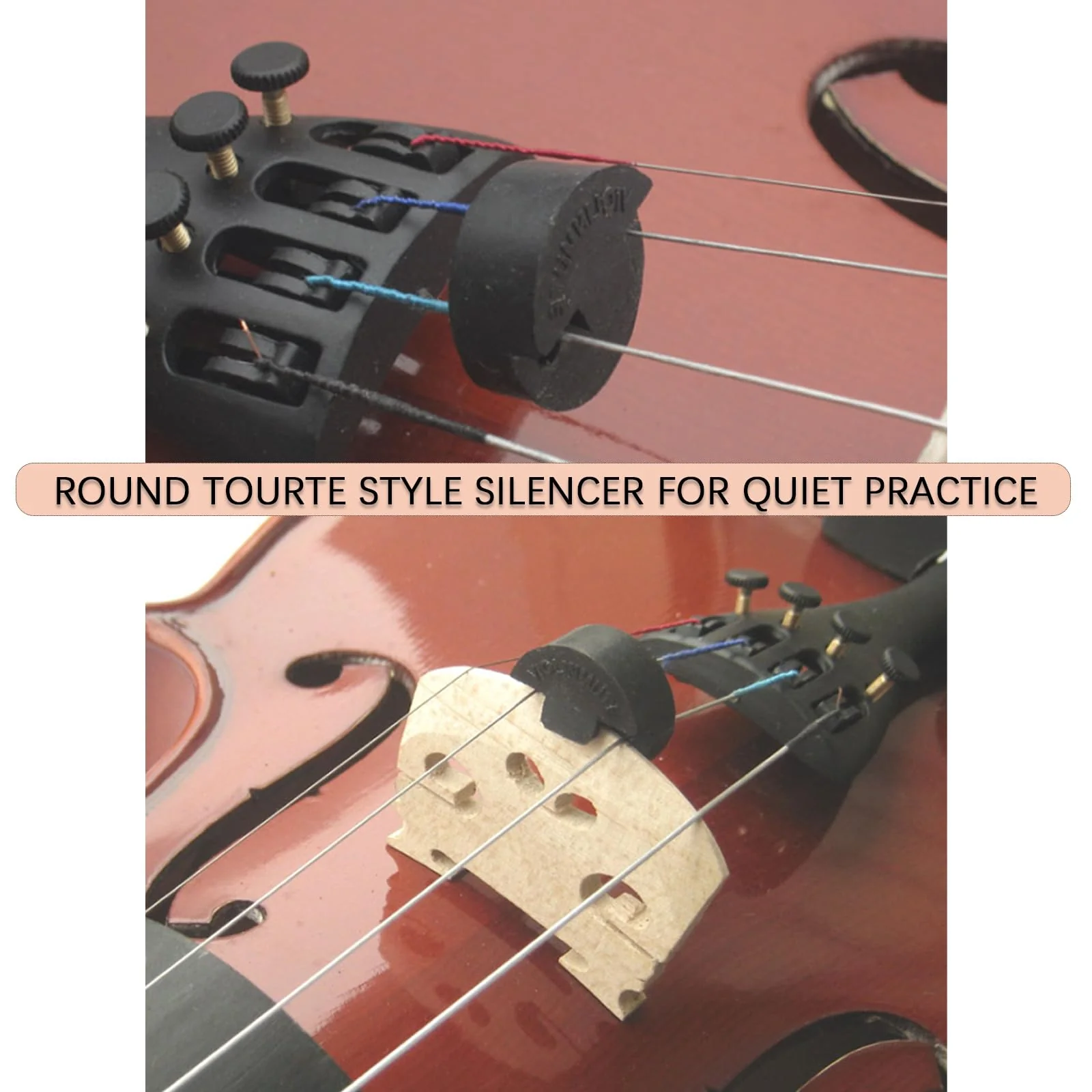 Pack of 4 Rubber Cello Practice Mute, Round Tourte Style Silencer for Quiet Practice, Black Cello Accessory for Uninterrupted Training Sessions - Image 4
