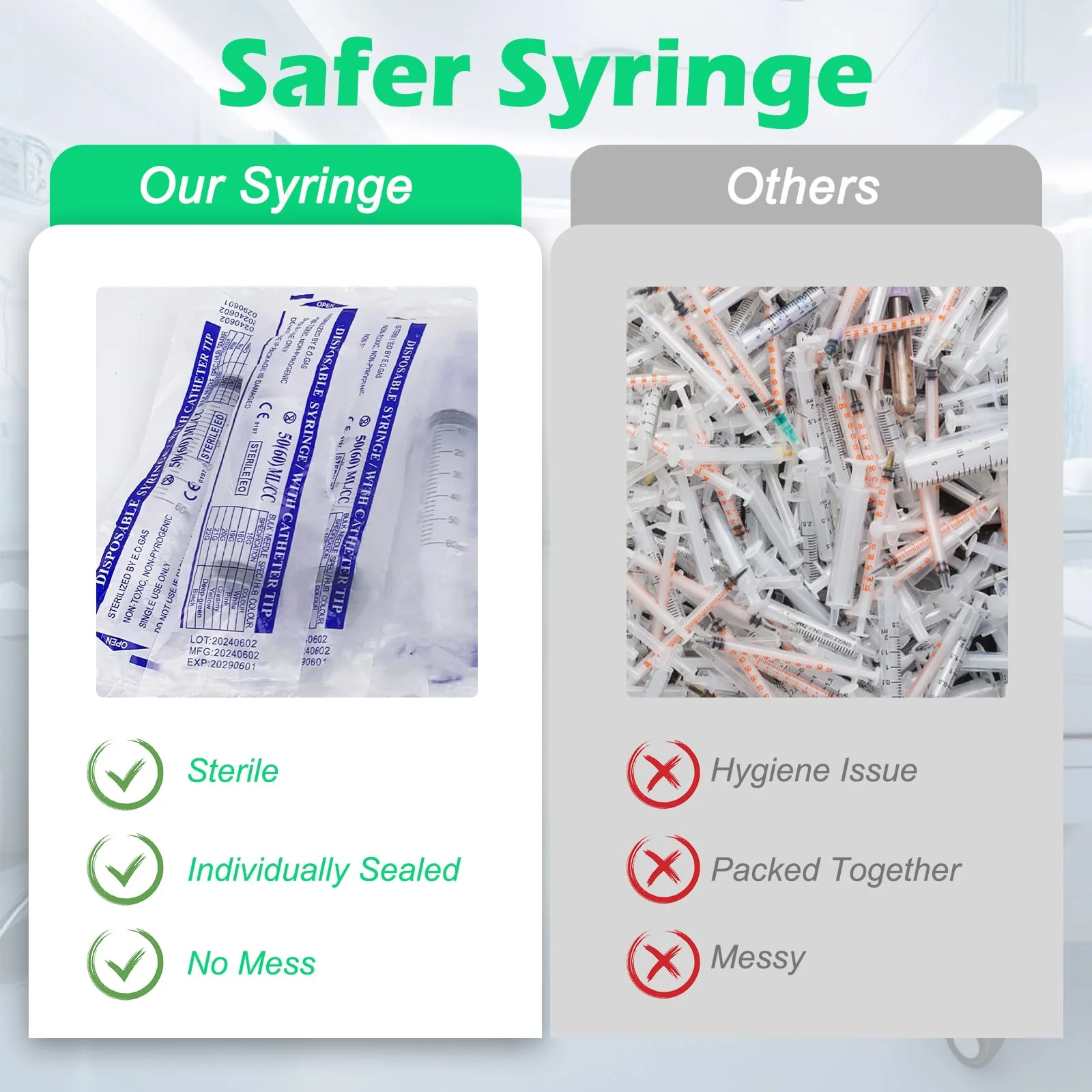 Pack of 4 Syringe Without Needle, 60 ml Large Colostrum Syringe, Sterile Liquid Dispensing Syringe, Graduated Plastic Syringe, Industrial Refill Syringe with 1 m Hose Caps for Liquid, Oil Suction - Image 6