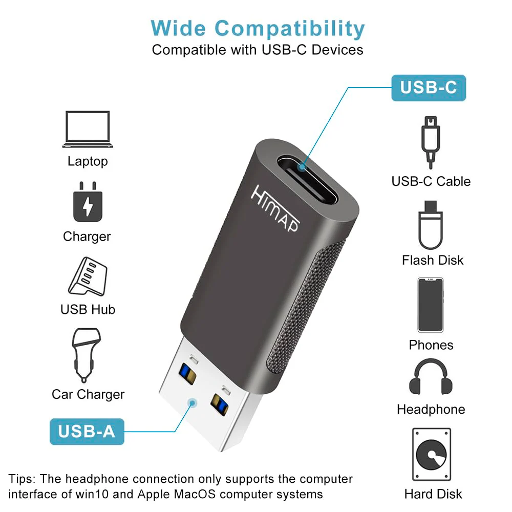 Pack of 4 USB C to USB Adapters, 2*USB-C to USB-A & 2*USB-A to USB-C Female Adapter Speed Data Transfer & Fast Charging for iPhone/PC/Samsung/iPad/Laptop/etc, USB to USB C Adapter (Pack of 4) - Image 3