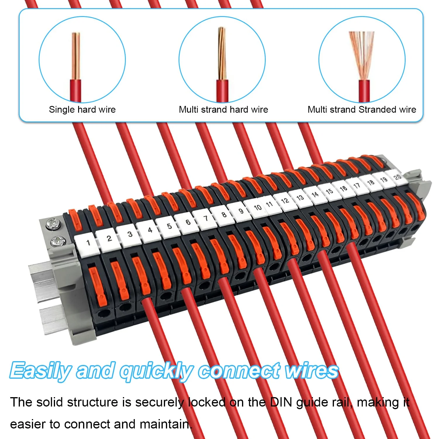 Pack of 40 DIN Rail Terminals, 0.08-4 mm² PCT-211 DIN Rail Terminals, Terminal Block Terminal Block Kit, Quick Wiring Electrical Terminal Block for Automation Projects, DIY Projects - Image 6
