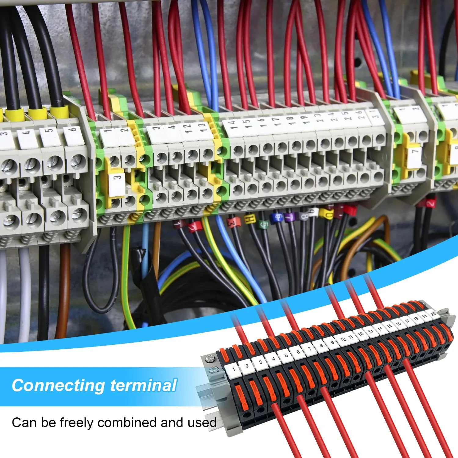 Pack of 40 DIN Rail Terminals, 0.08-4 mm² PCT-211 DIN Rail Terminals, Terminal Block Terminal Block Kit, Quick Wiring Electrical Terminal Block for Automation Projects, DIY Projects - Image 7