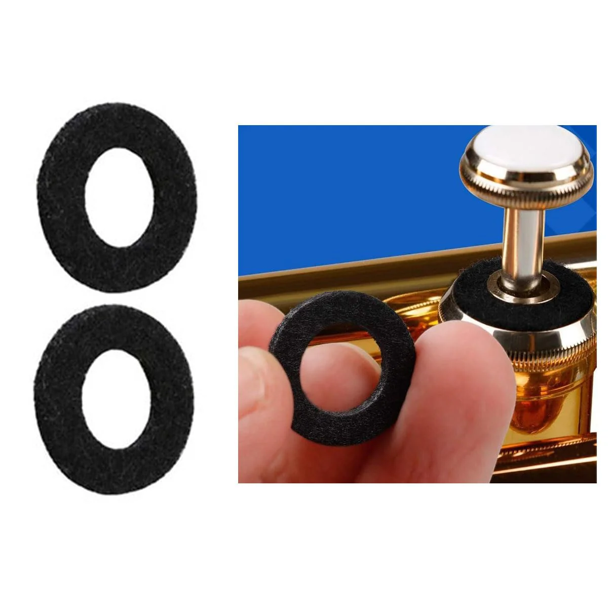 Pack of 40 Trumpet Valve Pads Trumpet Washers Cushion Trumpet Top Cap Felt Ring Pads Trumpet Replacement Accessory Trumpet Parts Black 20 and White 20 Black and White - Image 5