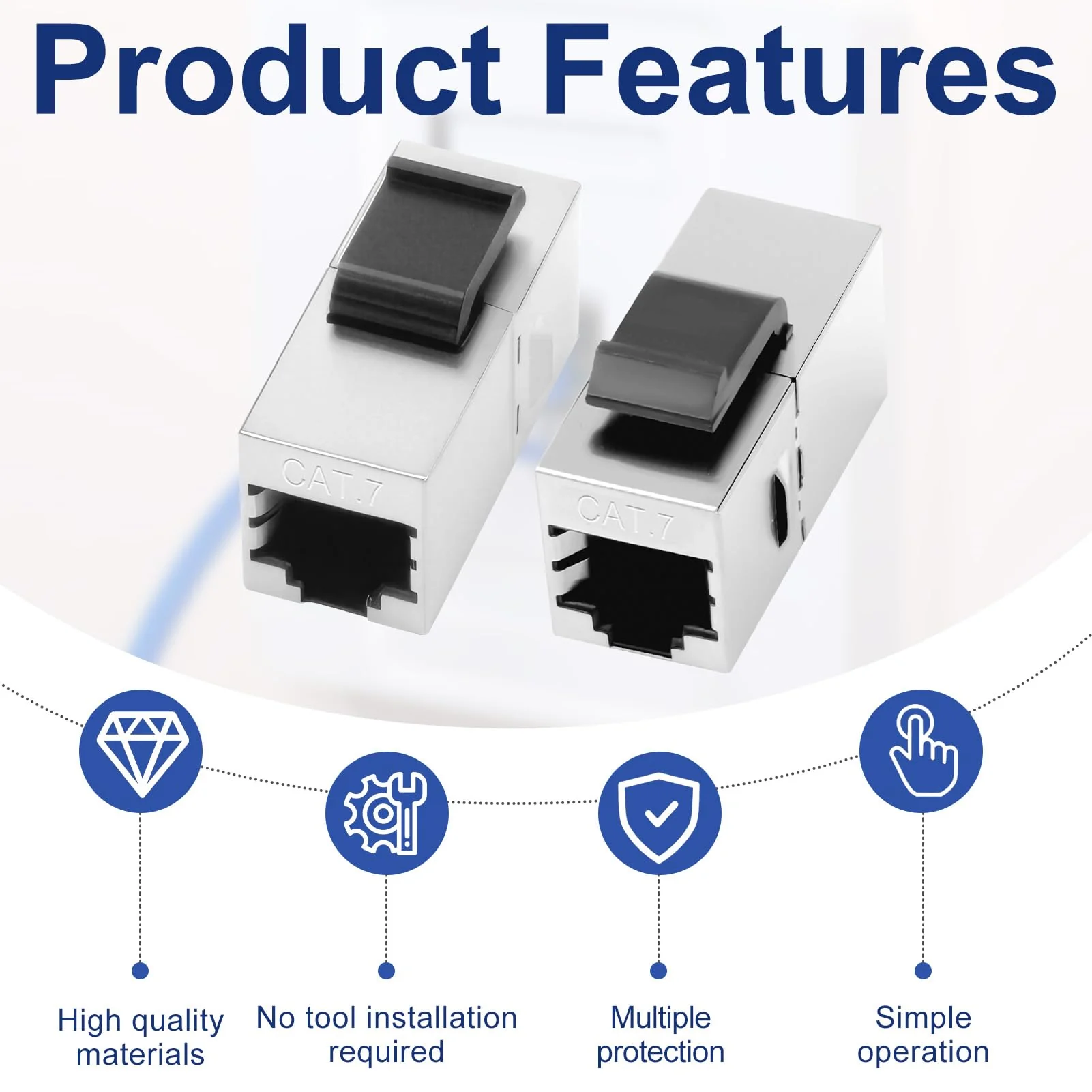 Pack of 5 10Gbps Cat7 Keystone RJ45 Module, 600 MHz Shielded Coupling Ethernet Coupling Connector, Socket Network Tool-free Connection Coupler for Patch Panel Network Socket - Image 3