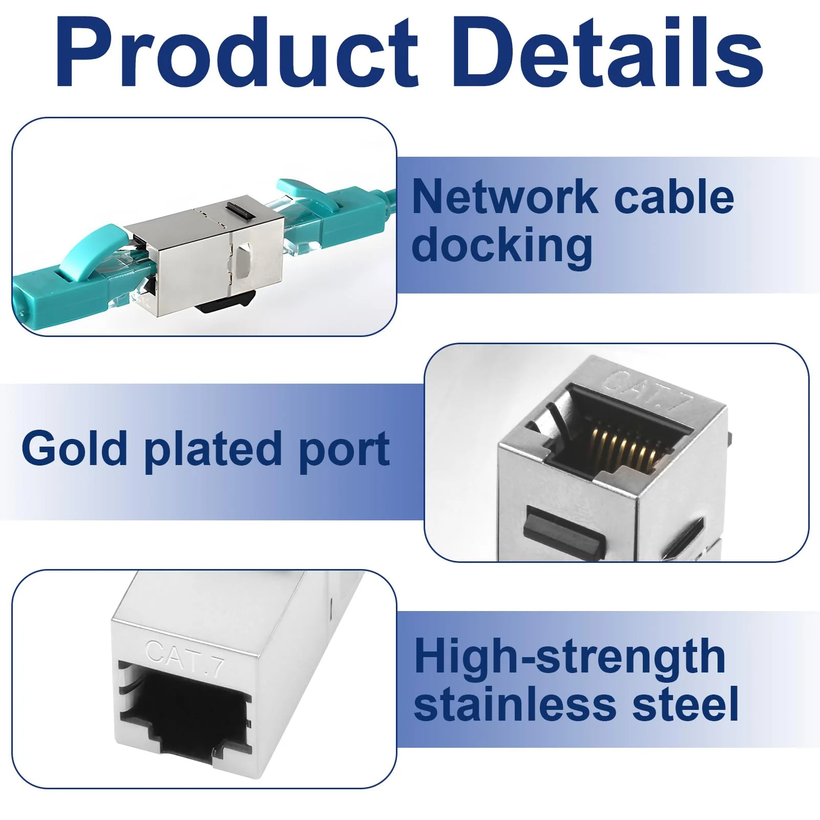 Pack of 5 10Gbps Cat7 Keystone RJ45 Module, 600 MHz Shielded Coupling Ethernet Coupling Connector, Socket Network Tool-free Connection Coupler for Patch Panel Network Socket - Image 4