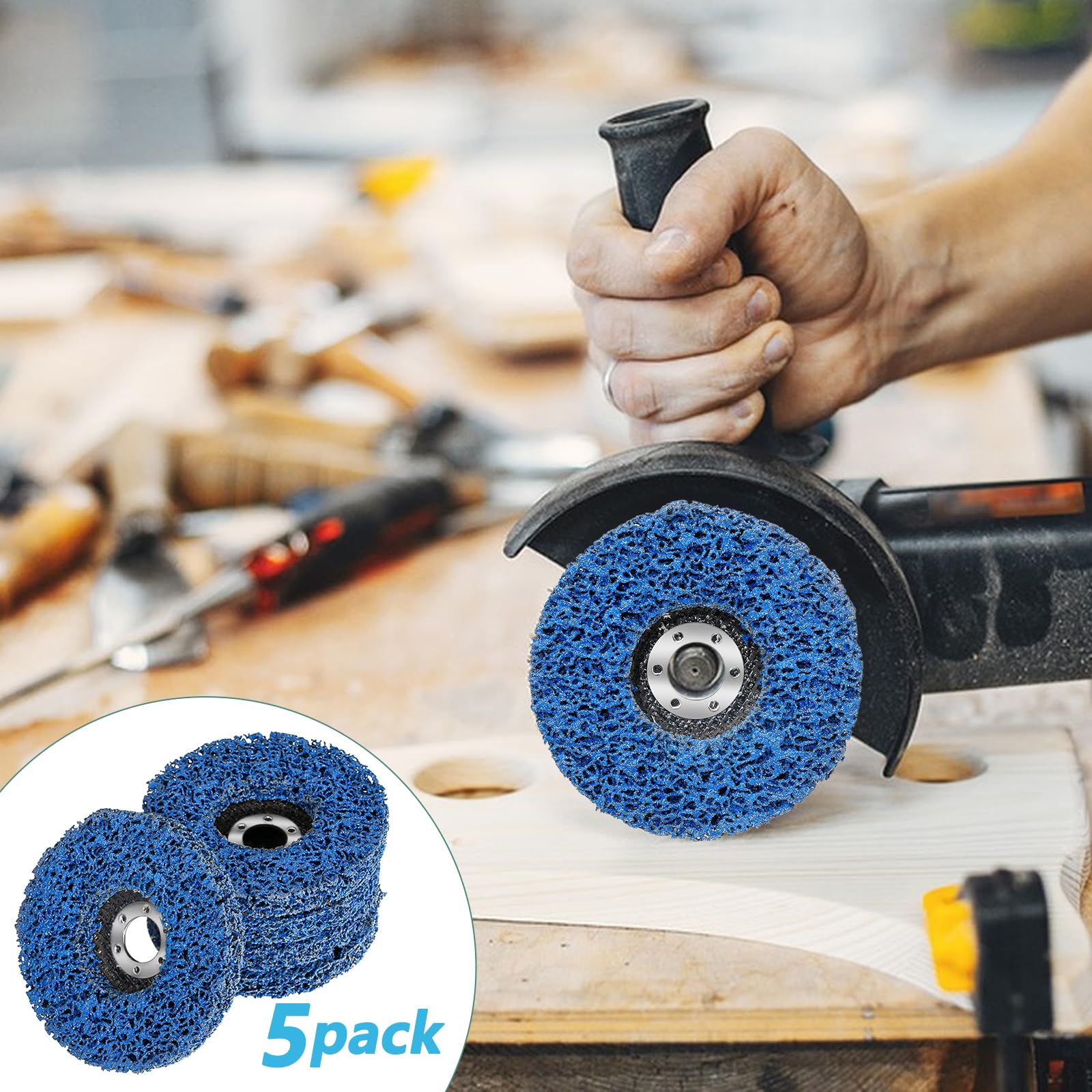 Pack of 5 125 mm CSD Disc, Grinding Disc, Coarse Cleaning Disc, Nylon Fabric Disc, Sanding Discs for Angle Grinder, Cleaning, Removing Paint, Rust, Welds and Oxidation Blue - Image 7