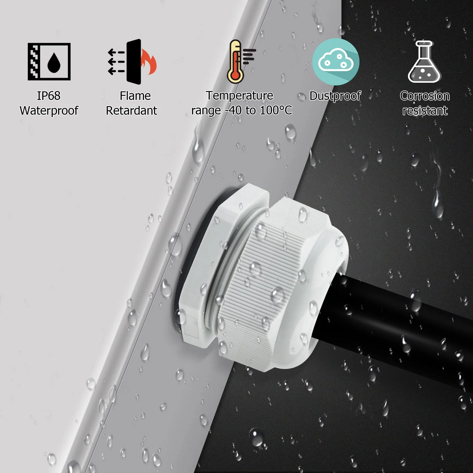 Pack of 5 Cable Glands M20, Hanibos Cable Feed-Through Waterproof IP68 Cable Entry Grey Adjustable Cable Glands for Outdoor Garden Control Box Junction Box M20-5Pcs - Image 2