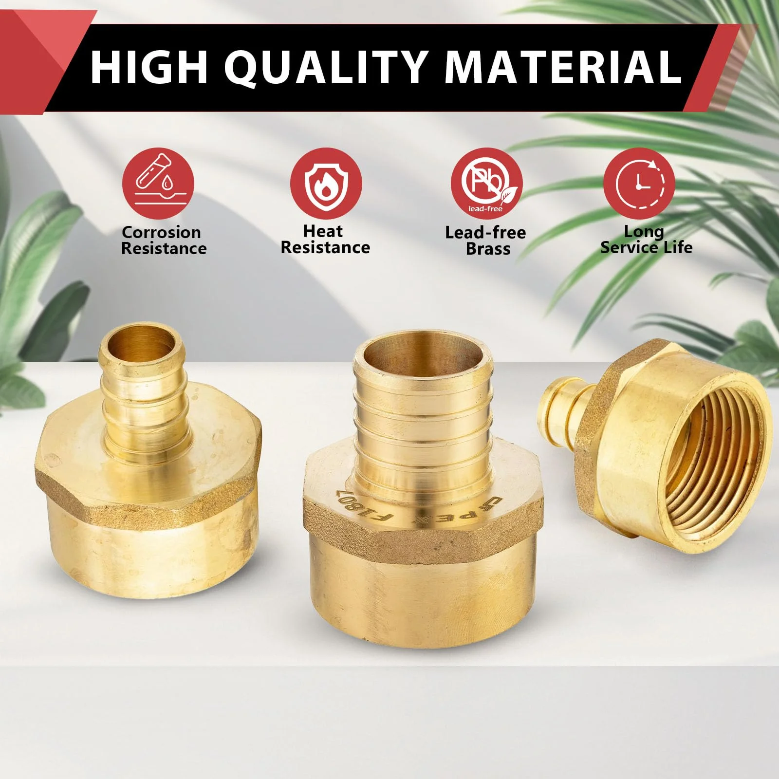 (Pack of 5) EFIELD Pex 3/4" x 1/2" Female NPT Thread Adapter Barb Crimp Brass Fitting,(PEX1807039-5PCS) Pack of 5 3/4" x 1/2" - Image 6
