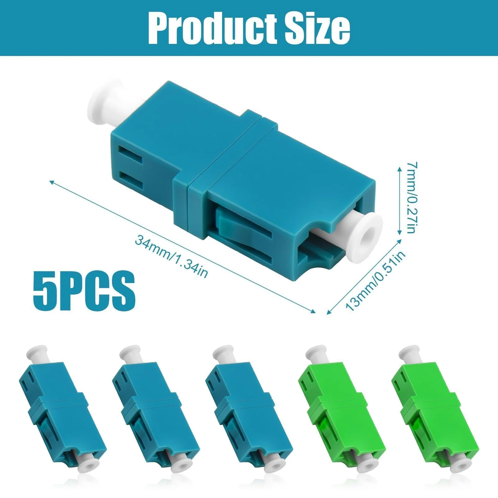 Pack of 5 Fibre Optic Adapter Set LC/APC to LC/UPC, Singlemode Fibre Optic Coupling for Network Connections, FTTH, Fibre Optic Cable Extension, Durable and Compatible - Image 2