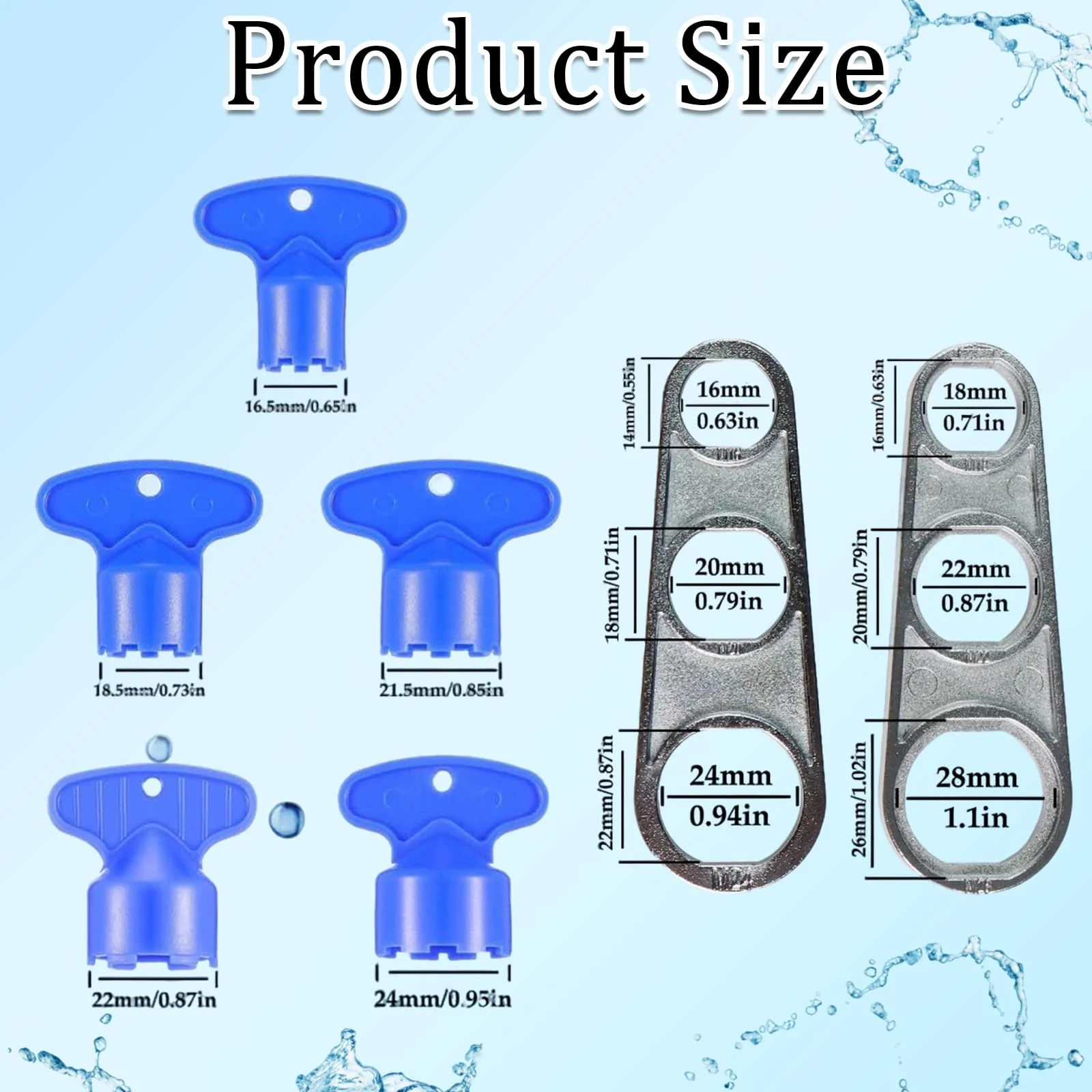 Pack of 5 Keys for Aerator and 1 x Tap Descaler Attachment, Aerators for Taps Ideal for Cleaning Tap Strainer for M16.5, M18.5, M21.5, M22.5, M24 - Image 2