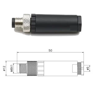 Pack of 5 M8 3-pin plug round connectors, on-site mounted with 8 mm wired sensor, industrial round plug IP67 unshielded code straight plug 60 V 4 A M8 Männlicher - Image 3